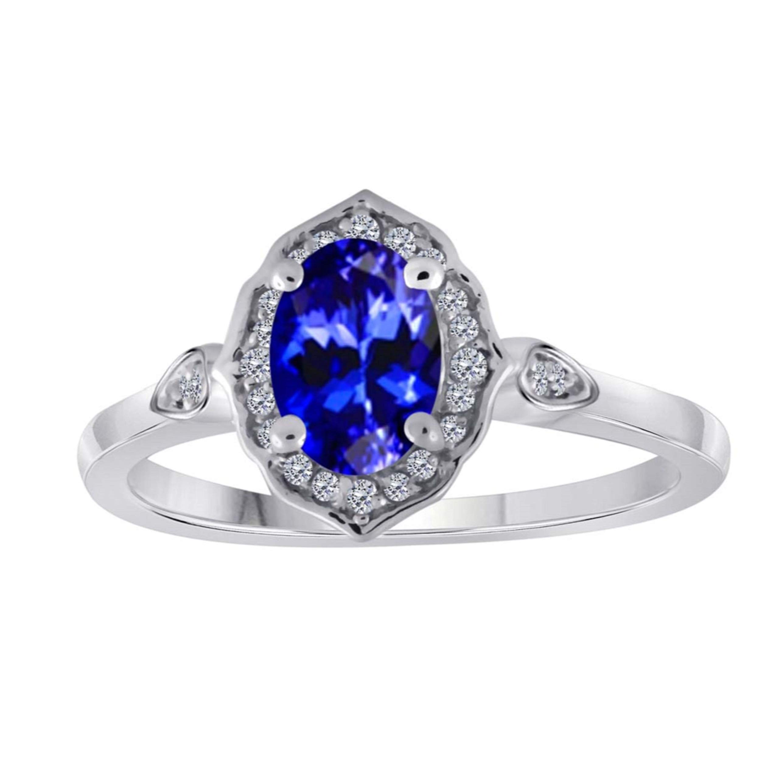0.85 Carat Oval Tanzanite & Diamond Ring in 10K Rose/White/Yellow Gold - Elegant Valentine's Day Gift for Her, Anniversary Present, Engagement Jewelry, Special Occasion Accessory