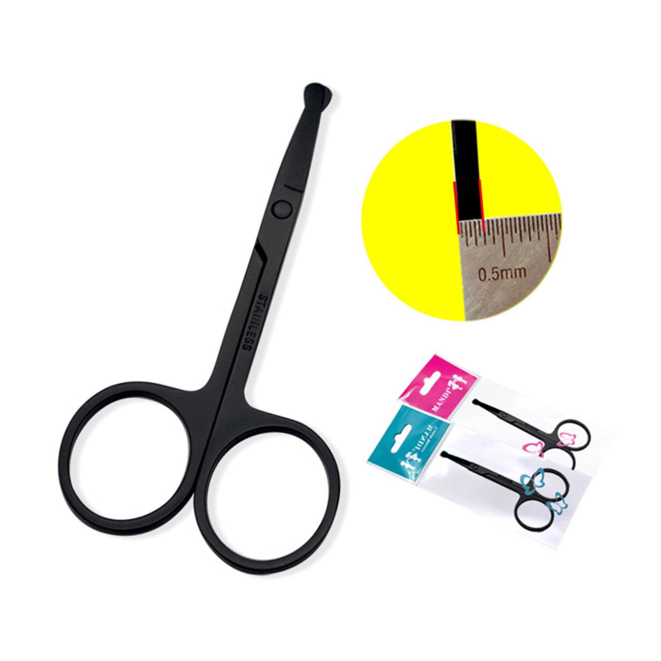 2 Pack Stainless Steel Nose Hair & Eyebrow Trimmer Scissors - Professional Grooming Tool for Men's Facial Hair Care - Perfect for Travel, Home, and Salon Use