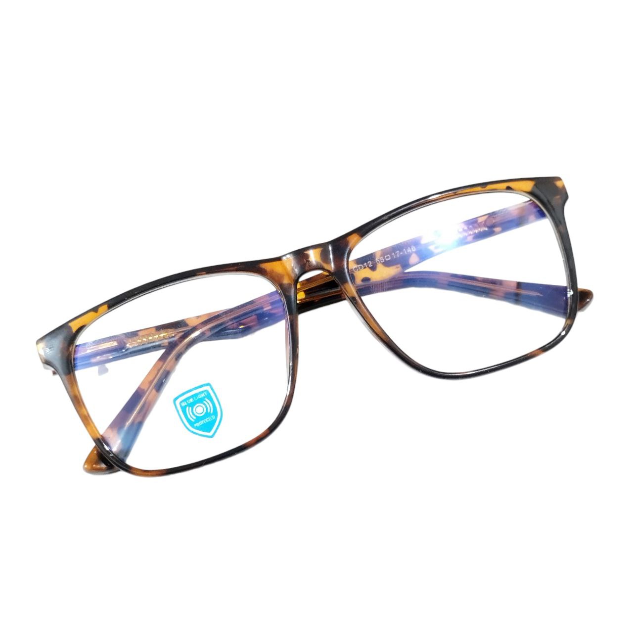 Square Full Frame Blue Light Blocking Glasses - Amber Brown Finish for Computer, Gaming & Digital Eye Strain Relief
