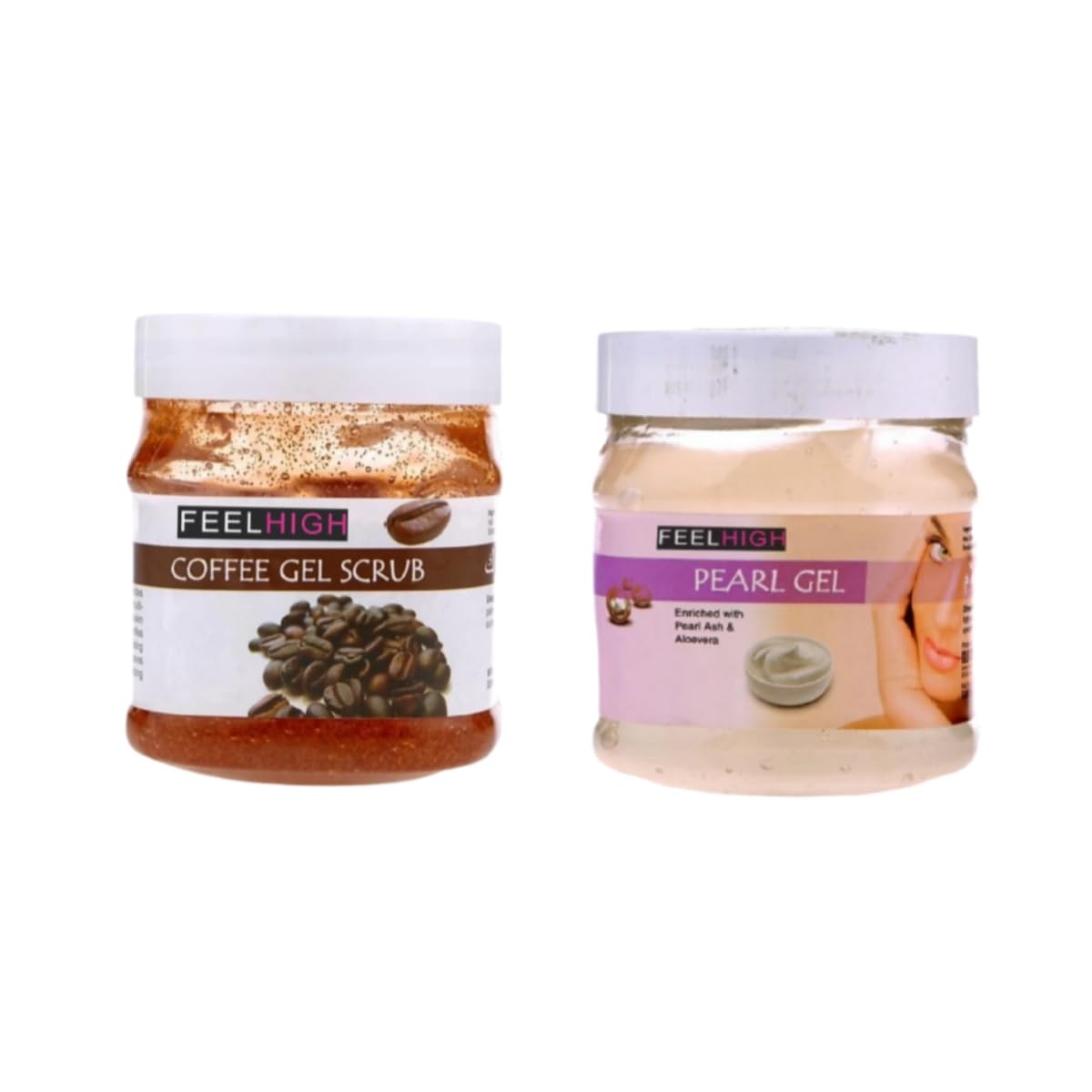 Feelhigh Coffee & Pearl Gel Scrub Set - 500ml Face & Body Exfoliator for Smooth, Youthful Skin | Deep Cleansing & Purifying Gel for All Skin Types (Men & Women) | Perfect for Spa Day, Self-Care Routine & Gift Giving