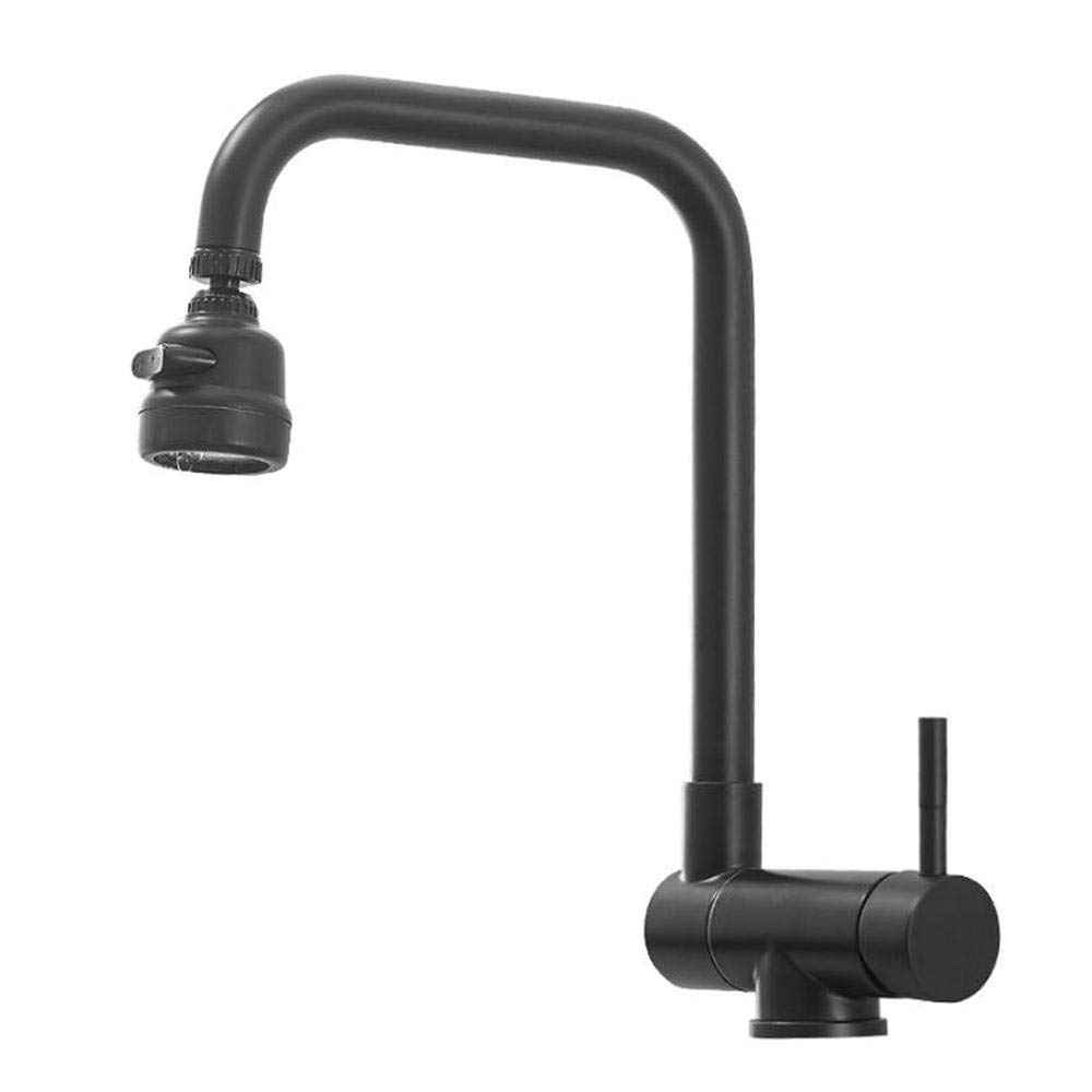 Stainless Steel Kitchen Sink Faucet with 360° Swivel Spout, Hot & Cold Water, Foldable Design for Inner Window - Black | Perfect for Small Kitchens, RV Sinks & Compact Spaces