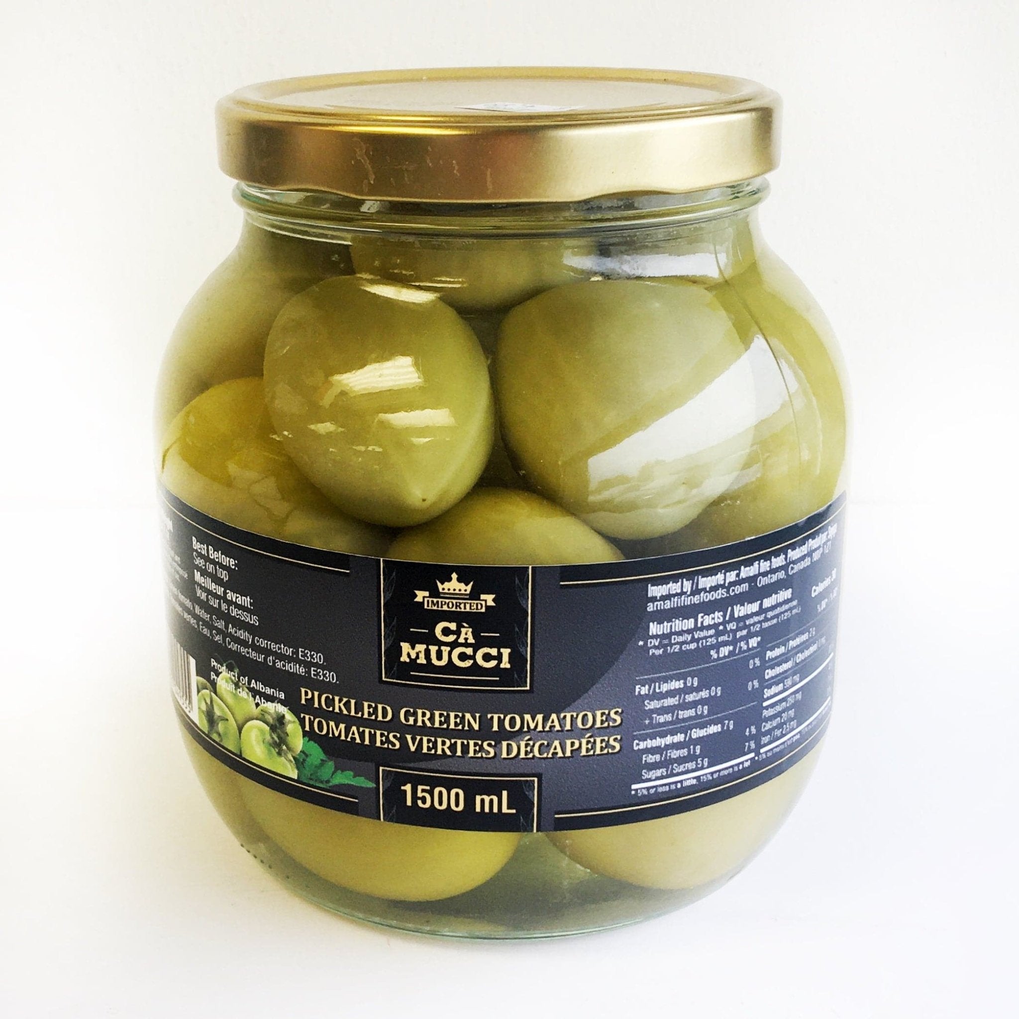 Ca Mucci Pickled Green Tomatoes - 1500ml Jar | Tangy & Crunchy | Perfect for Sandwiches, Salads & Charcuterie Boards