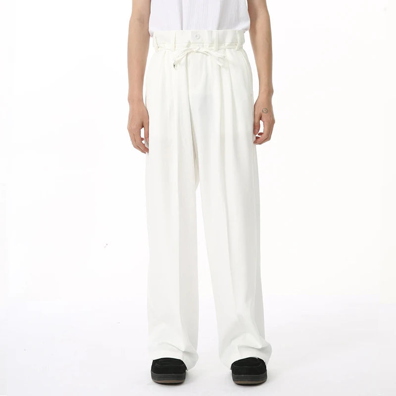 Stylish Men's Autumn Casual Suit Pants - Loose Fit Straight Wide Leg Trousers with Pockets | Korean Fashion | Office Wear & Smart Casual Outfits (Model 9C6951)