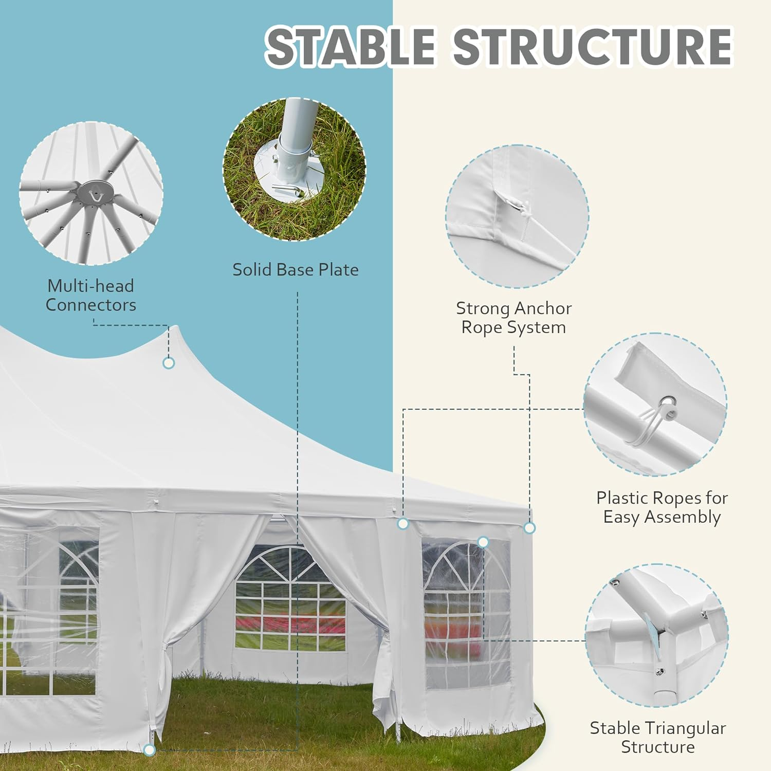 EROMMY 29x23 White Wedding Tent - Elegant Outdoor Canopy for Ceremonies, Receptions & Garden Parties | Perfect for Backyard Weddings, Bridal Showers & Special Events