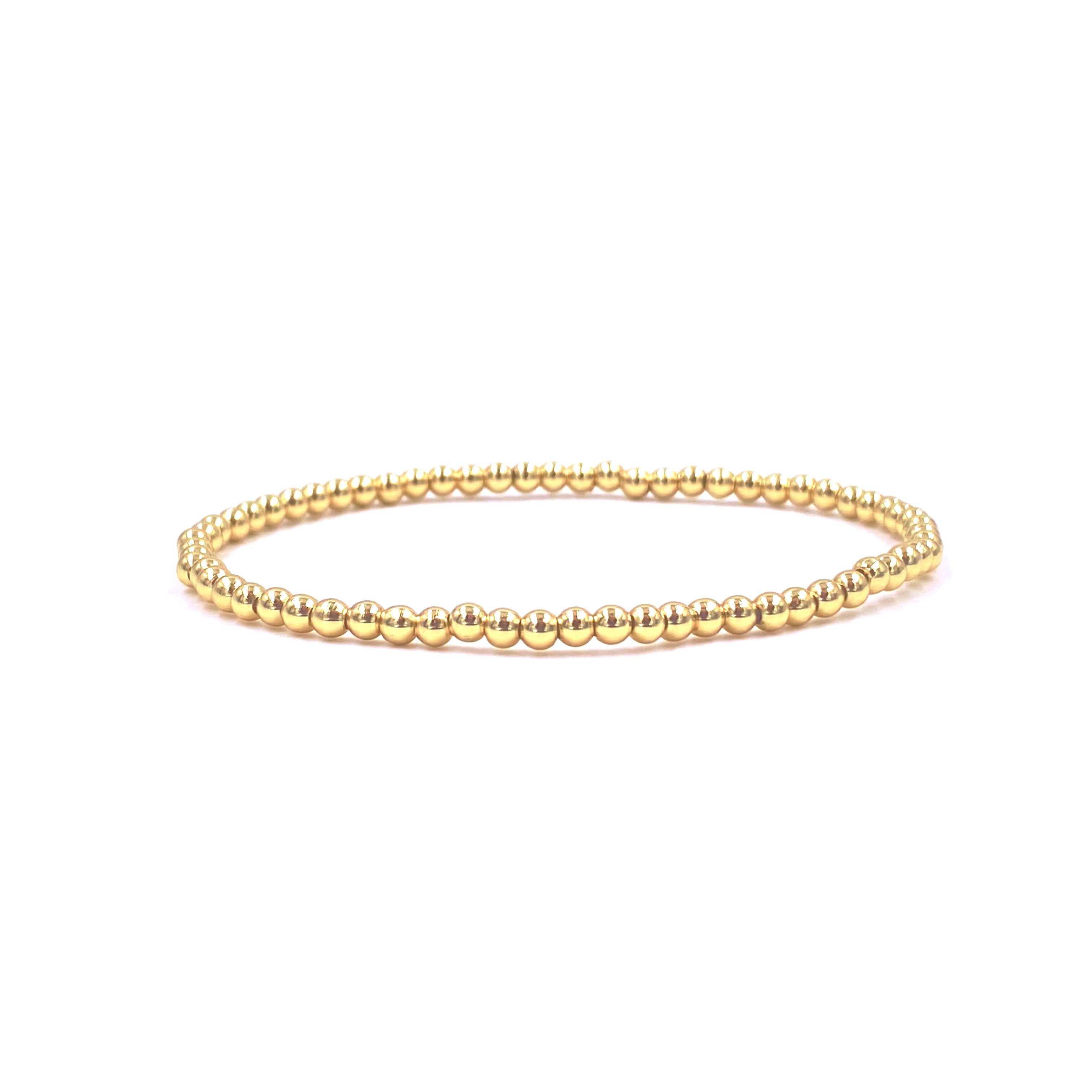Ashley Gold Stainless Steel Gold Plated Ball Beaded Stretch Bracelet for Women - Elegant Adjustable Jewelry for Parties, Weddings & Everyday Wear