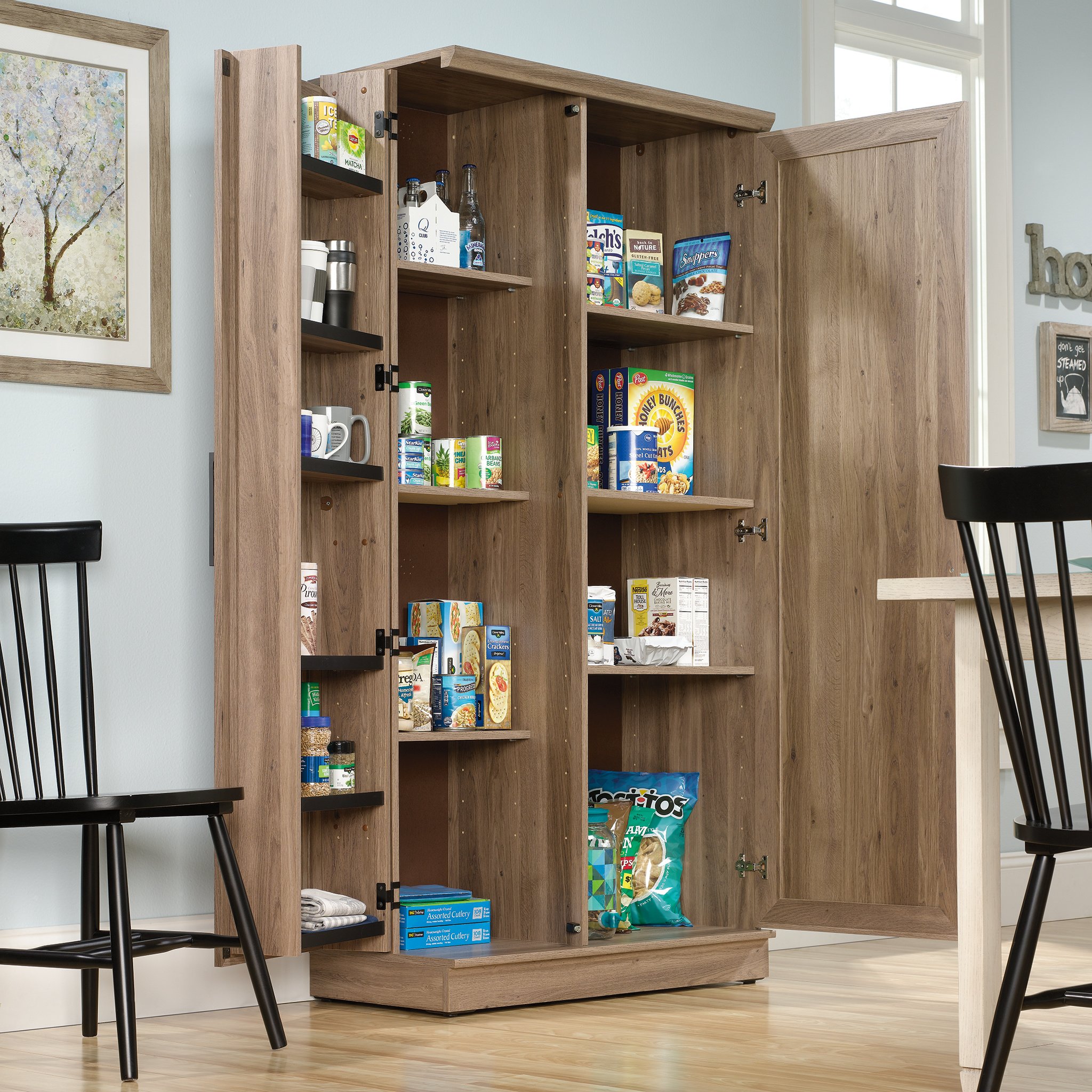 Sauder HomePlus Storage Cabinet - Pantry Organizer with Salt Oak Finish for Kitchen, Bathroom & Living Room Storage