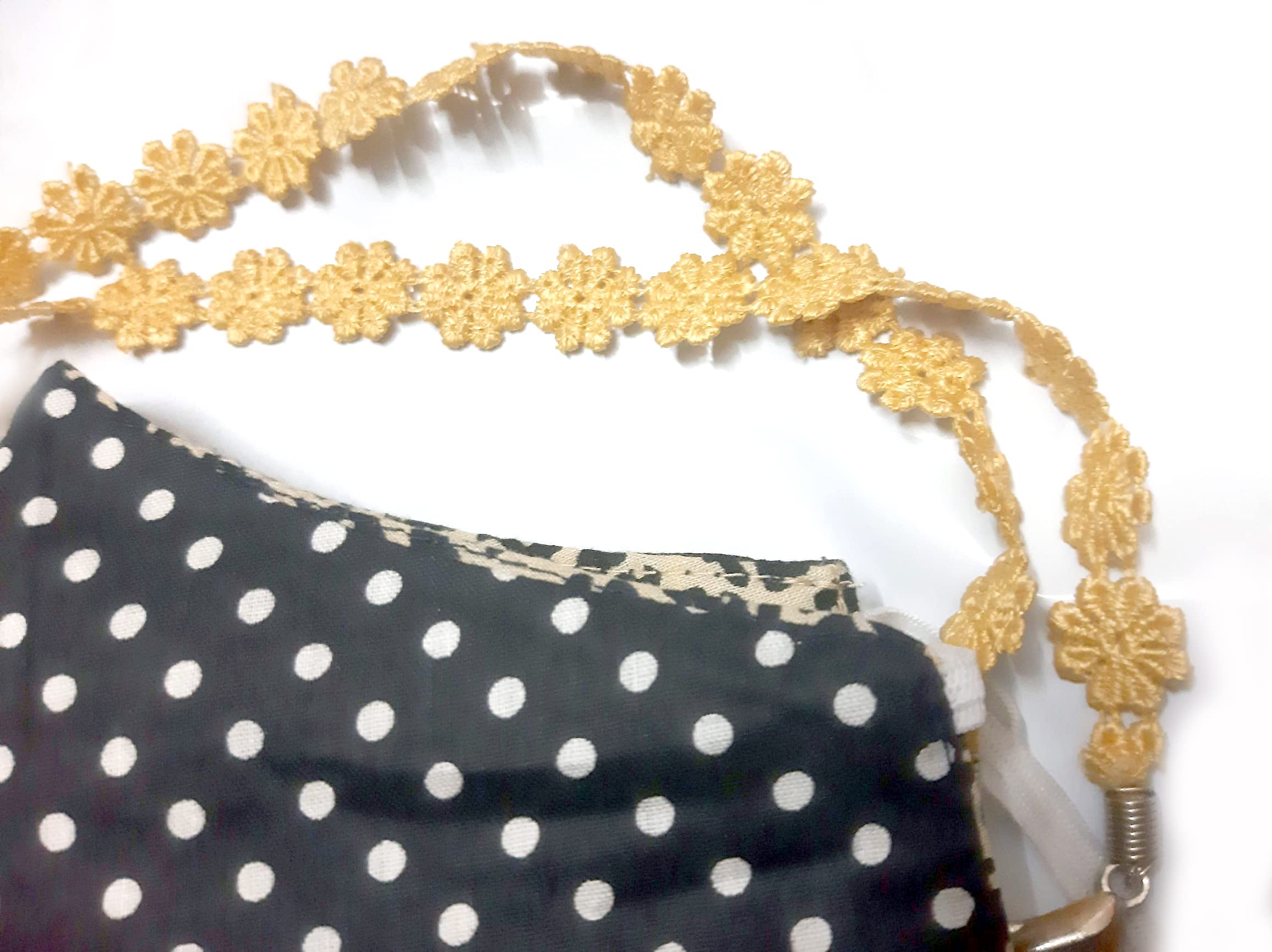 Yellow Gold Cookie Mask Chain - 1 Piece | Adjustable Face Mask Holder for Cycling, Exercising & Walking | Reusable Mask Strap for Kids & Adults | Formal & Casual Wear | Perfect for School, Work & Outdoor Activities