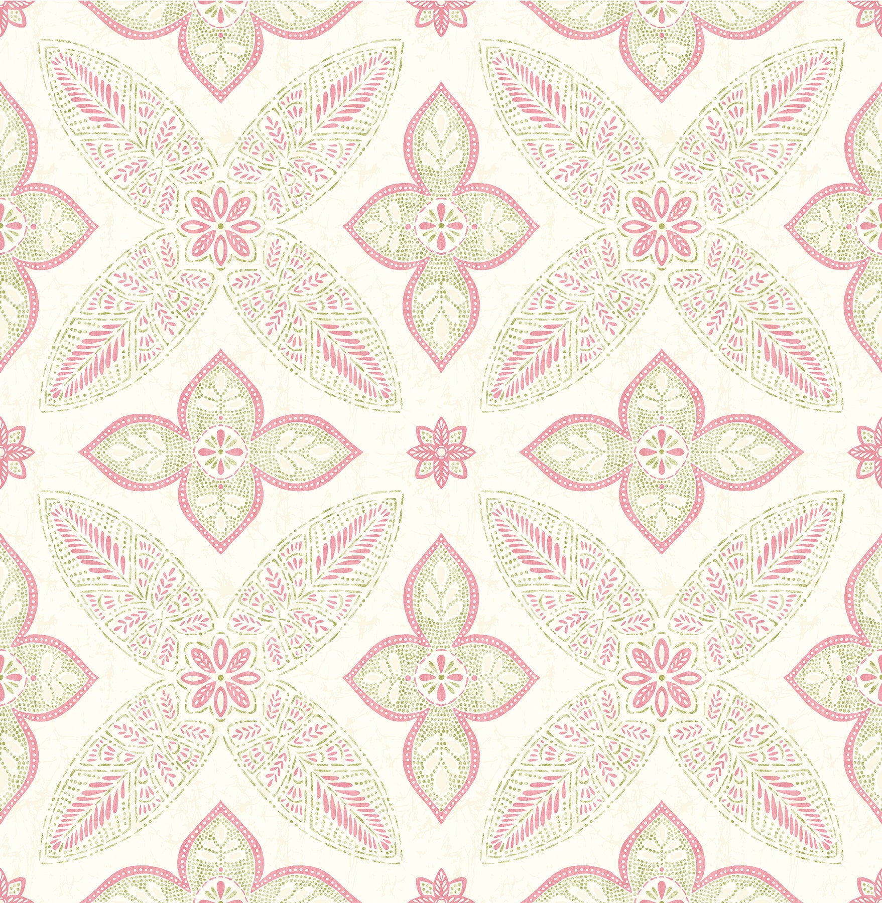 Kismet Pink Off Beat Ethnic Pink Geometric Floral Wallpaper - Peel and Stick Removable Wallpaper for Bedroom, Living Room, Nursery | A Street Prints