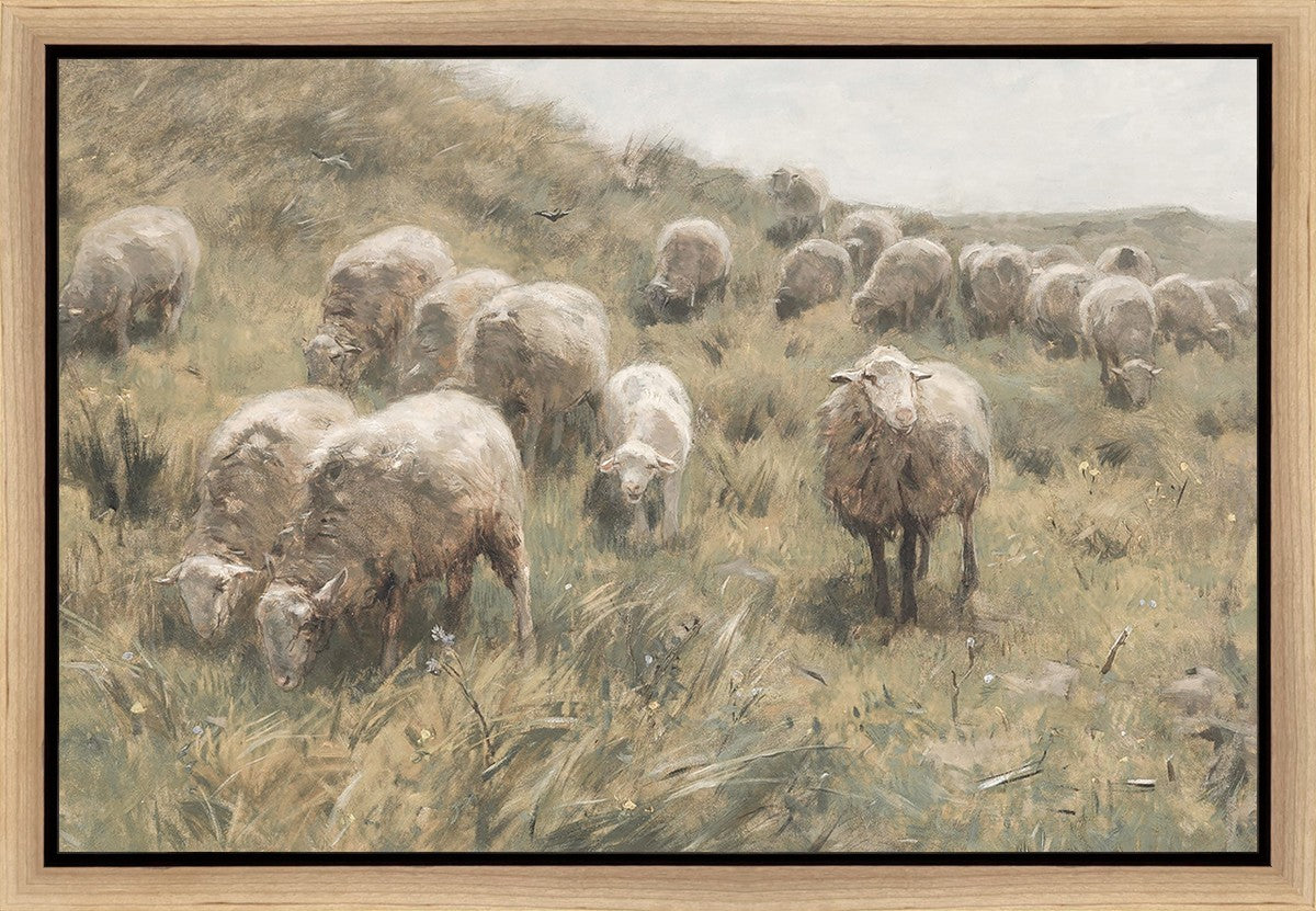 Green Pastures Gallery Wrap Canvas Art - Handmade Nature Landscape Wall Decor for Living Room, Bedroom & Office