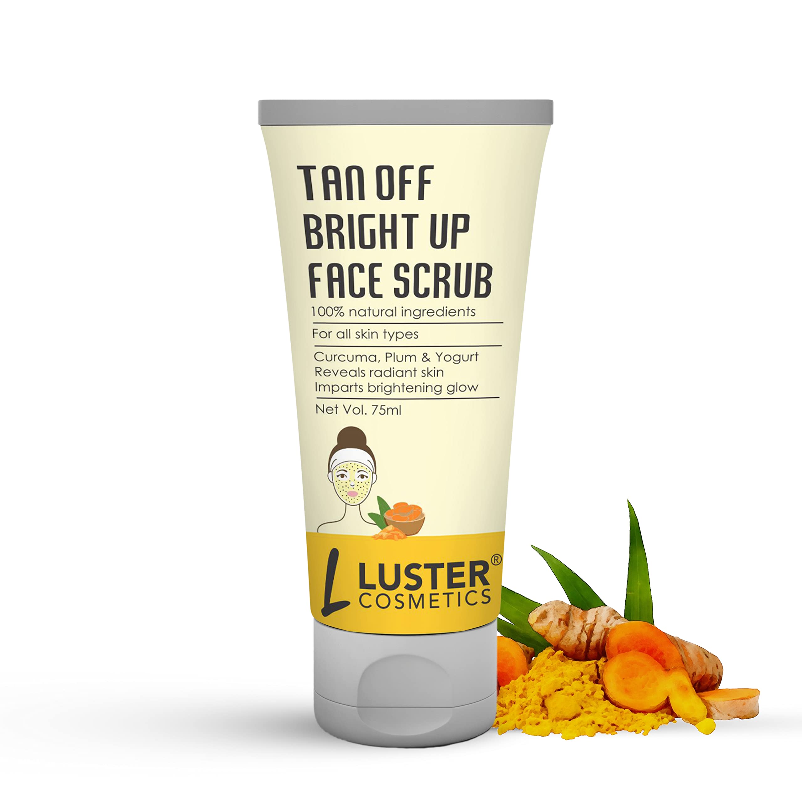 Luster Cosmetics Brightening Clay Mask & Exfoliating Face Scrub Set - 75ml (Pack of 2) for Glowing Skin | Tan Removal & Skin Brightening Treatment | Perfect for Post-Sun Care & Daily Skincare Routine