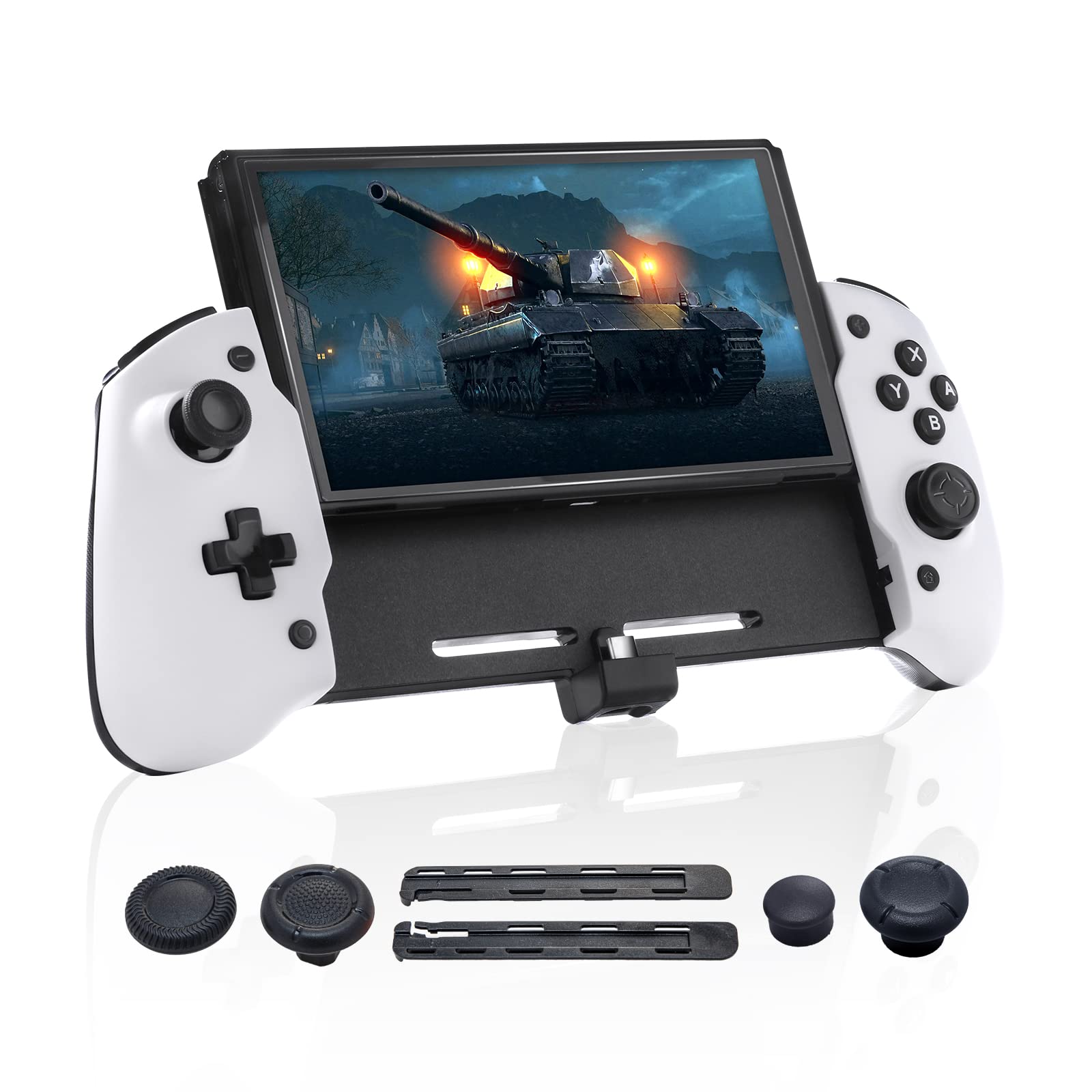 ECHZOVE Switch OLED Controller Grip - 6-Axis Gyro Gravity Sensor & Dual Motor Vibration Compatible with Nintendo Switch/OLED - Perfect for Gaming, Travel & Family Entertainment