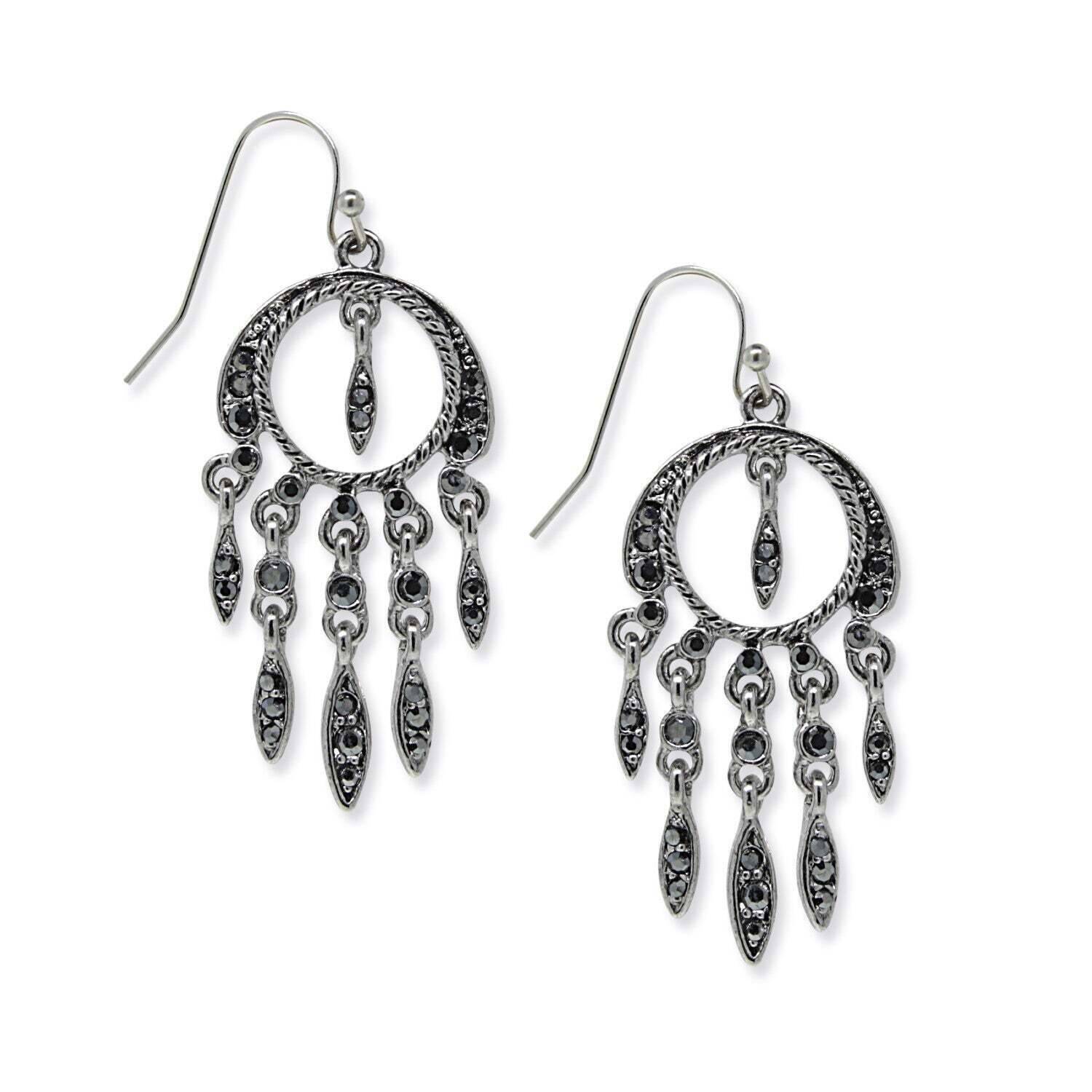 1928 Hematite Drop Earrings for Women - Elegant Dangle Earrings for Party, Wedding & Evening Wear