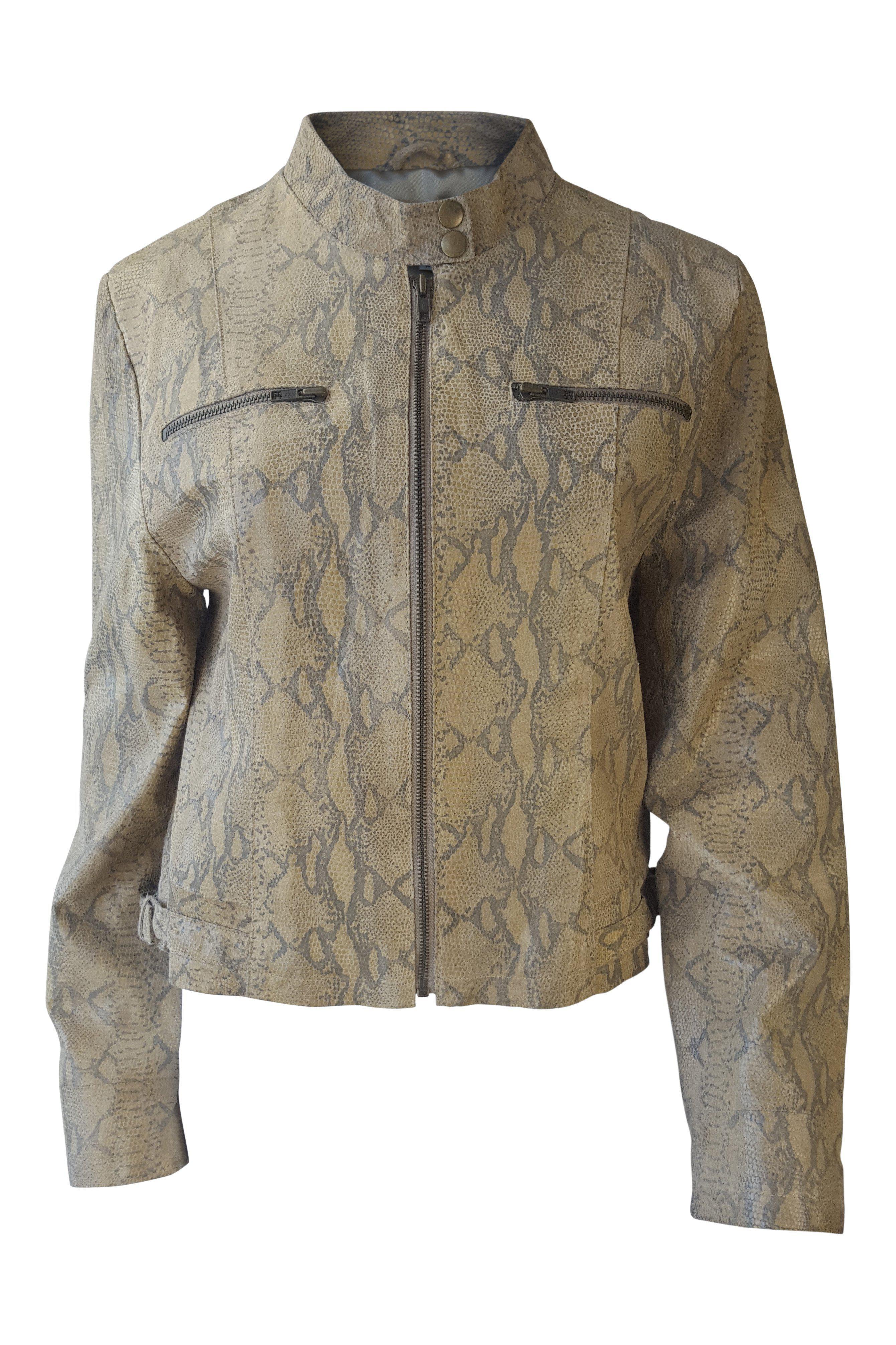 EQUATION Women's Genuine Leather Snakeskin Biker Jacket - Size 14 - Stylish Motorcycle Jacket for Women - Perfect for Riding, Night Out & Fashion Statement