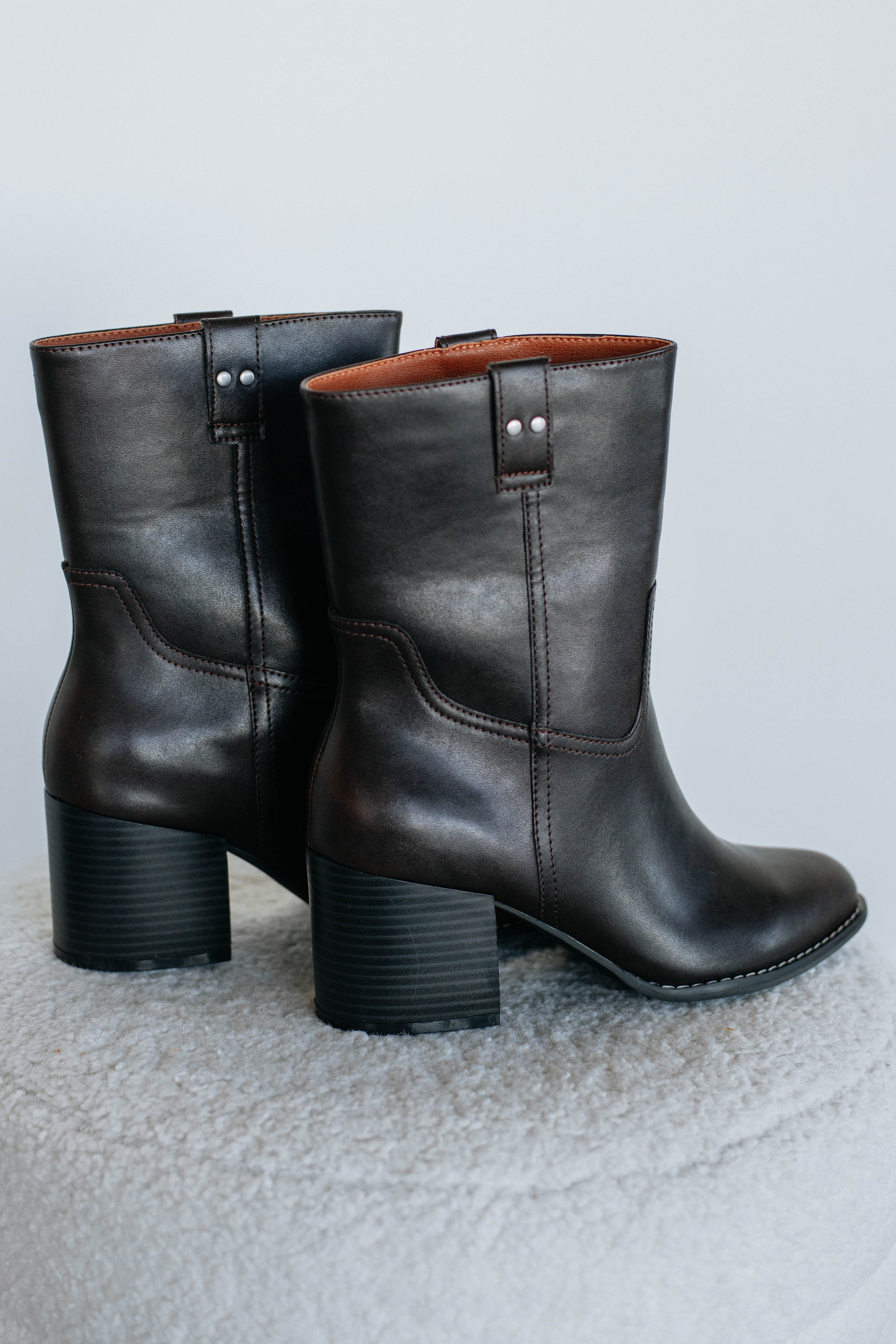 Walking A Fine Line Boots - Stylish Coffee Brown Leather Boots for Women | Perfect for Casual Outings, Work & Outdoor Adventures