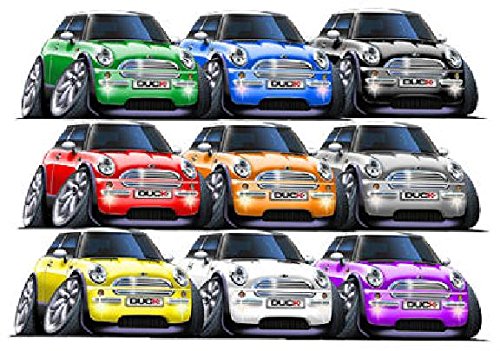Mini Cooper Cartoon Wall Decal - Large 2ft Car Art Sticker for Man Cave & Boys Room Decor