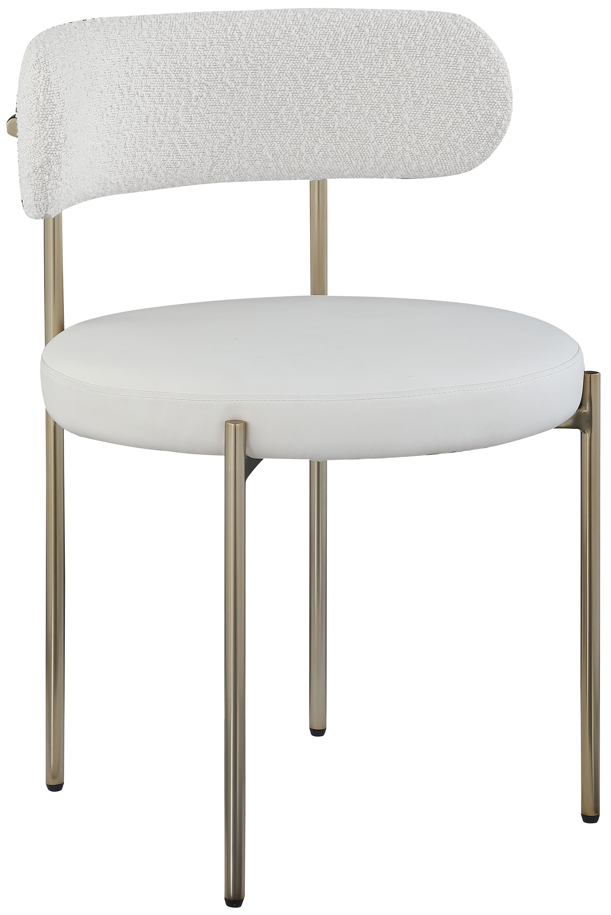 Vegan Leather & Boucle Fabric Dining Chair - Modern Comfortable Kitchen & Dining Room Seating for Home & Office Use