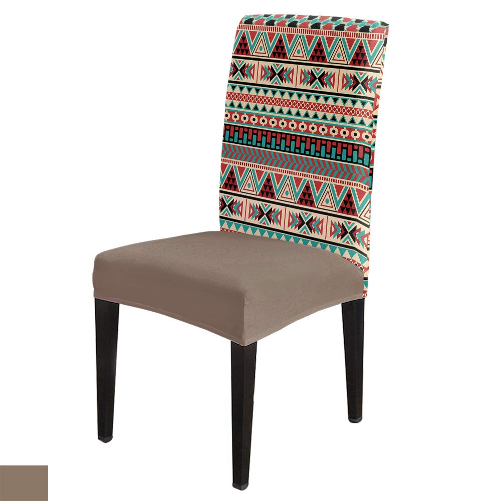 8-Piece Native American Stretch Dining Chair Slipcovers Set - Aztec Geometric Triangle Pattern Parsons Chair Covers for Restaurant, Kitchen & Home Decor - Perfect for Southwestern, Boho & Ethnic Style Dining Rooms