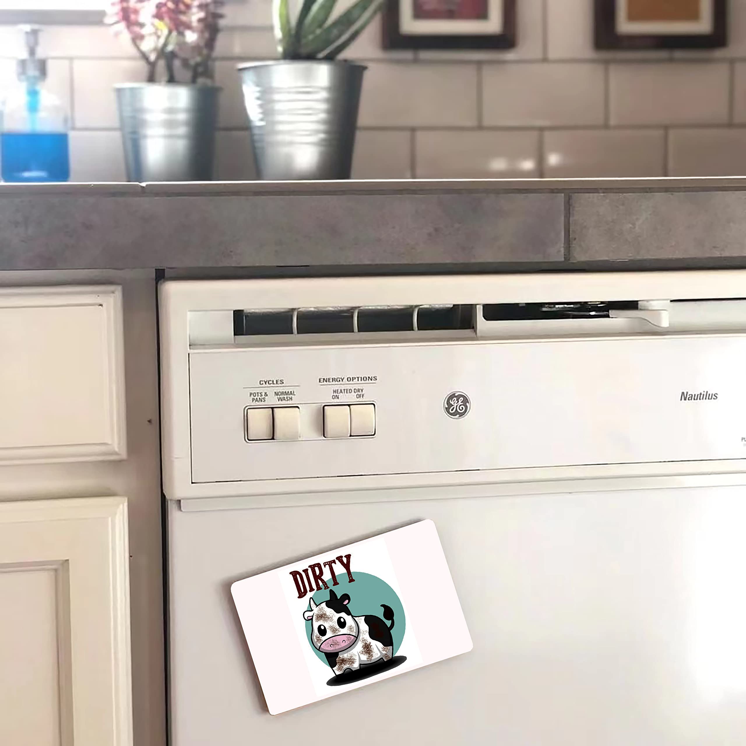 Funny Clean Dirty Dishwasher Magnet - Cute Cow Kitchen Decor, Double Sided Reversible Fridge Sign for Kitchen Organization | Perfect for Home, Office & RV Use