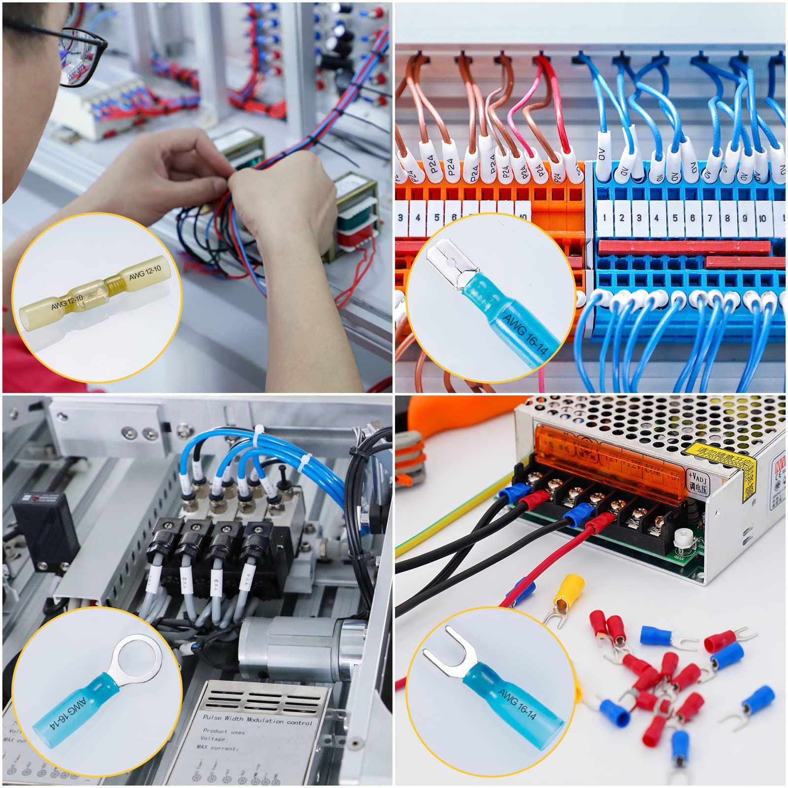 620PCS Heat Shrink Wire Connectors Kit - Marine Grade Waterproof Electrical Terminals, Butt, Spade, Fork & Ring Connectors for Automotive, Boat & Home Wiring Applications