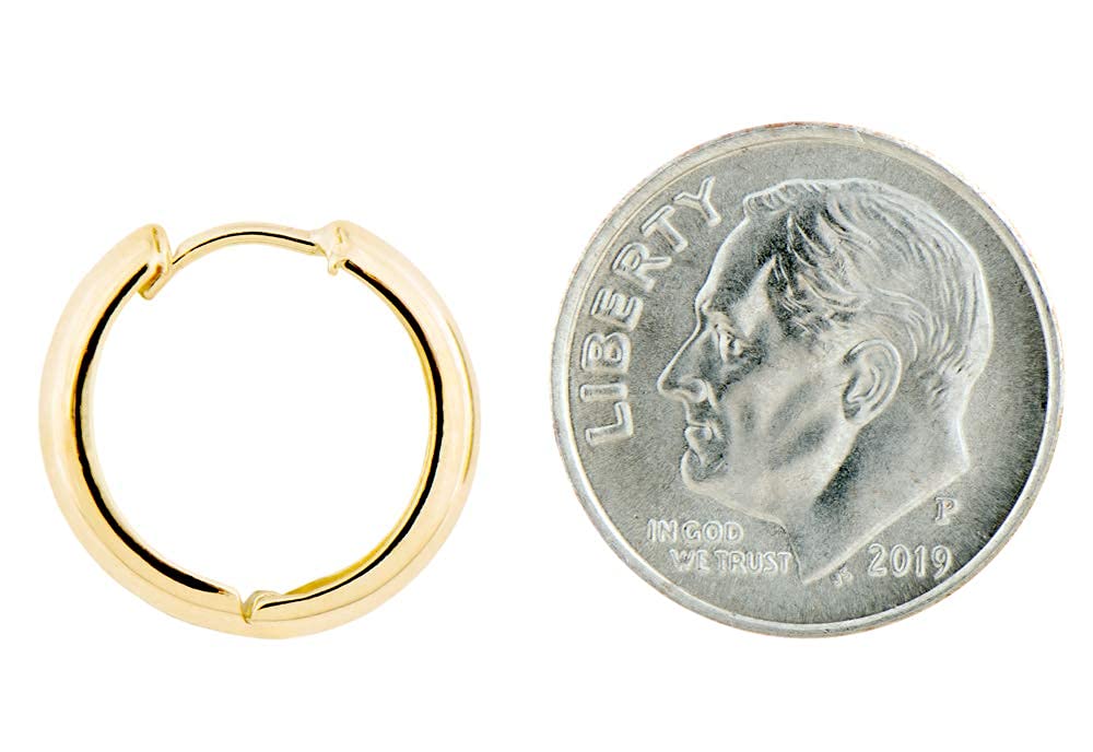 14K Solid Gold Huggie Hoop Earrings for Women & Men - 3mm Tube Hoops, Minimalist Everyday Jewelry - Perfect for Gifts, Work & Special Occasions