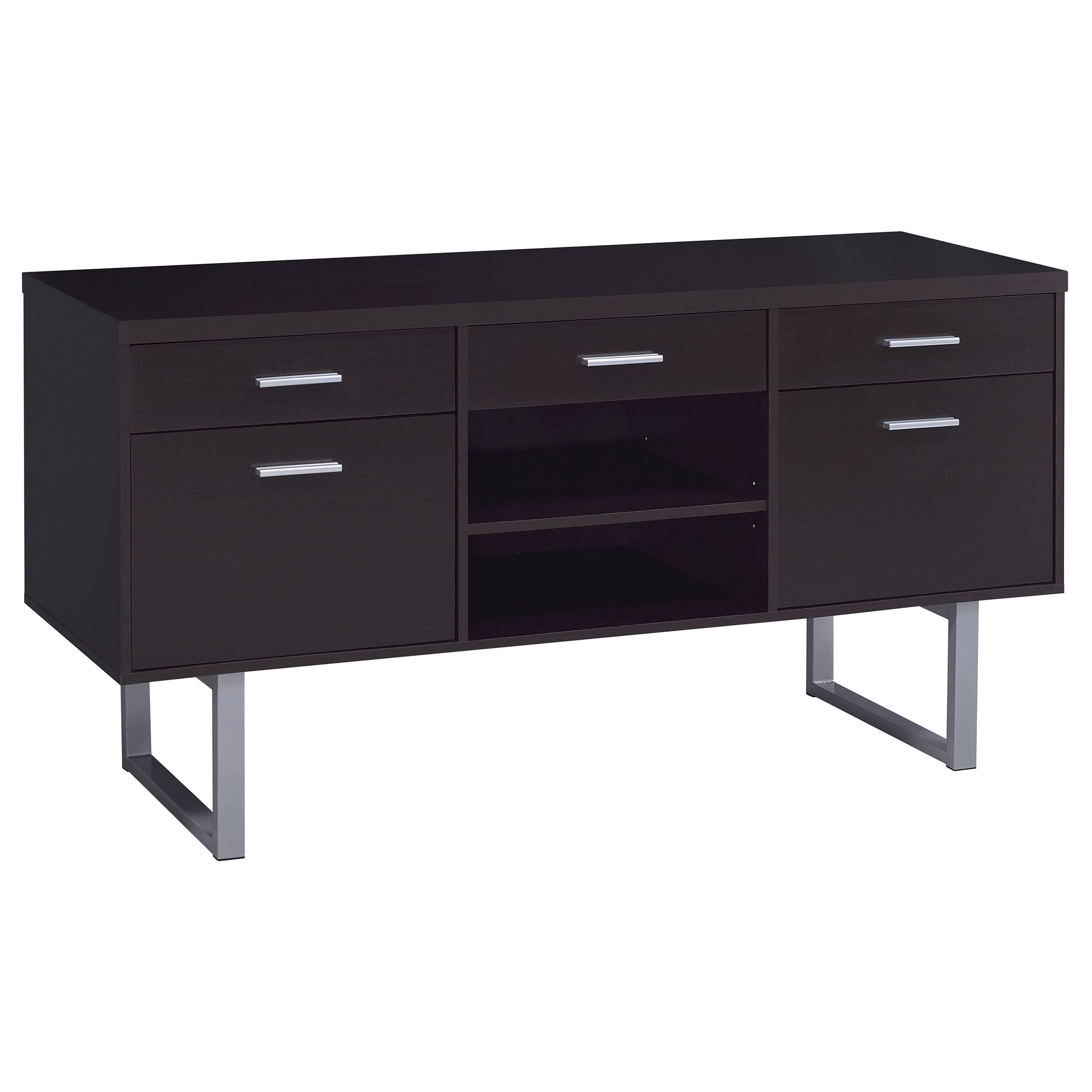 Coaster Home Furnishings Lawtey 5-Drawer Credenza with Adjustable Shelf in Cappuccino Finish - Perfect for Living Room Storage, Home Office Organization & Bedroom Furniture