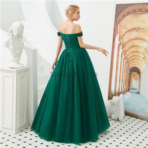 Emerald Green Off Shoulder A-Line Long Evening Prom Dress for Women - Elegant Formal Gown for Prom, Party, Homecoming & Special Occasions