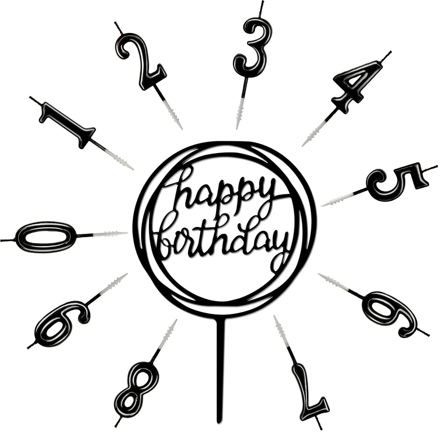 10-Piece Number Birthday Candles Set (0-9) - Glitter Cake Toppers for Birthday Parties, Weddings & Special Events - Black Sparkling Candles for Cakes, Cupcakes & Desserts
