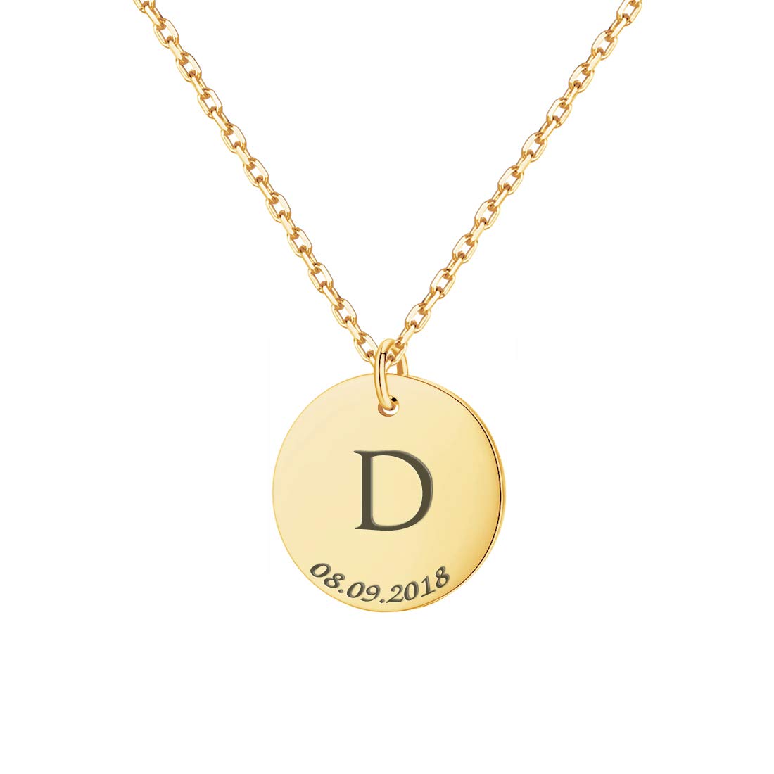 Personalized Initial Necklace for Women - Custom Circle Charm Necklace with Birthstone - Perfect Mother's Day Gift for Mom, Wife, Daughter - Birthday, Anniversary, Valentine's Day Jewelry Present