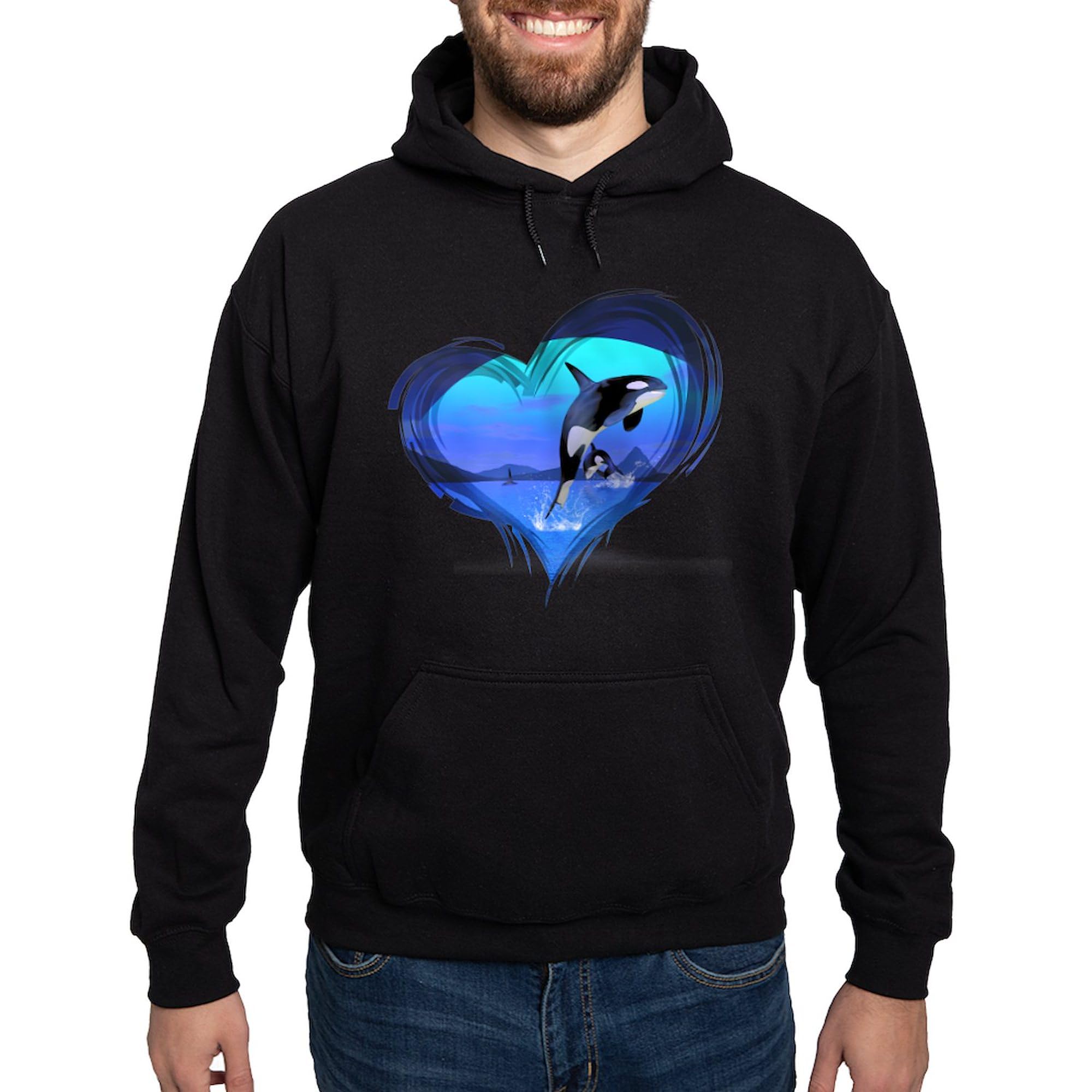 Orca Hoodie for Men - Dark Regular Fit Pullover Sweatshirt | CafePress | Perfect for Casual Wear, Outdoor Activities & Whale Lovers