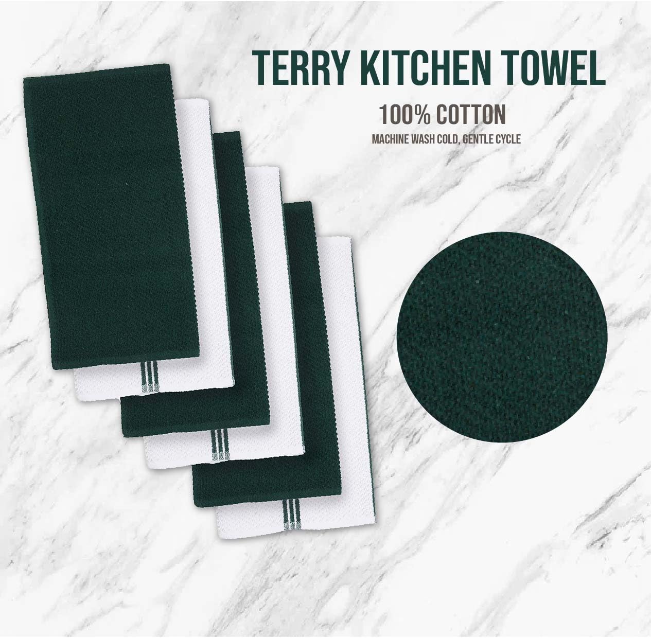 Premium 16-Piece Cotton Kitchen Towel Set - Heat Resistant Dish Towels & Cloths (500°F), Pot Holders & Oven Mitts - Eco-Friendly Linen Dish Rags for Washing Dishes - Green - Perfect for Cooking, Baking & Kitchen Cleaning