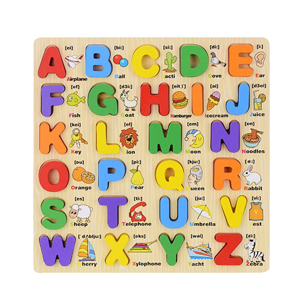 Educational Alphabet & Number Puzzle Toy for Kids - Learning Matching Game for Toddlers & Preschoolers - Fun Home & Classroom Activity (Khaki)