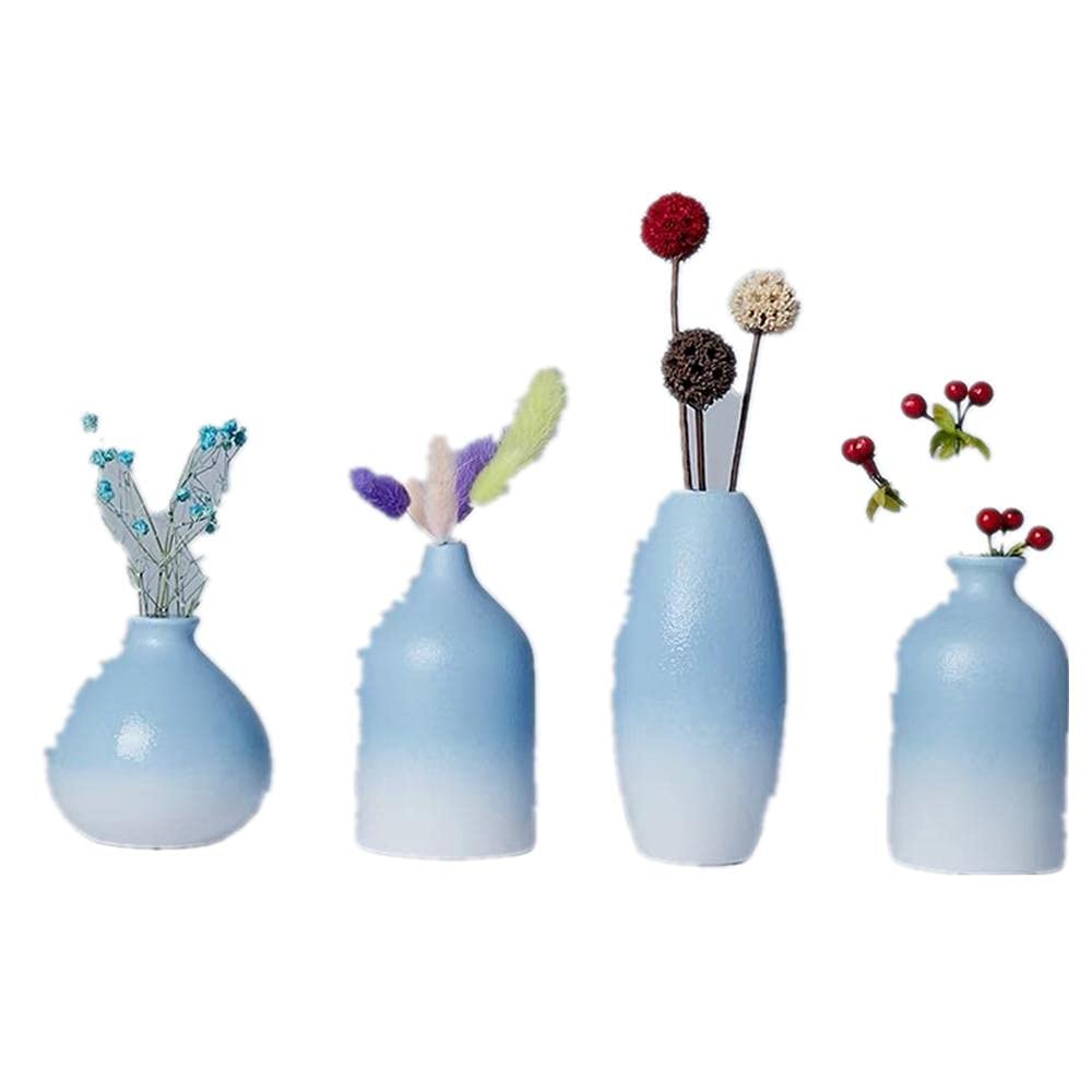 Small Ceramic Vase Set - 4 Piece Creative Mini Dried Flower Moon Vases for Home Decor, Living Room Centerpiece & Dining Table Display | Perfect for Floral Arrangements, Wedding Decor, and Gift Giving