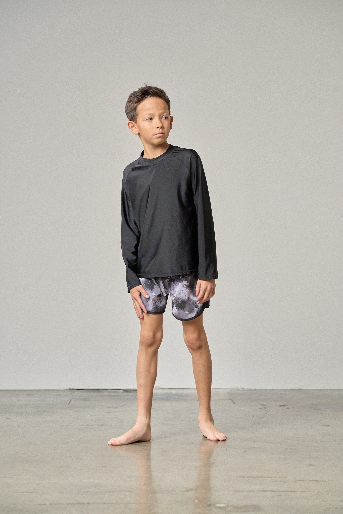 Boys Swim Shorts - Monochrome Watercolor Print Quick-Dry Swim Trunks for Kids | Beach, Pool & Summer Water Activities