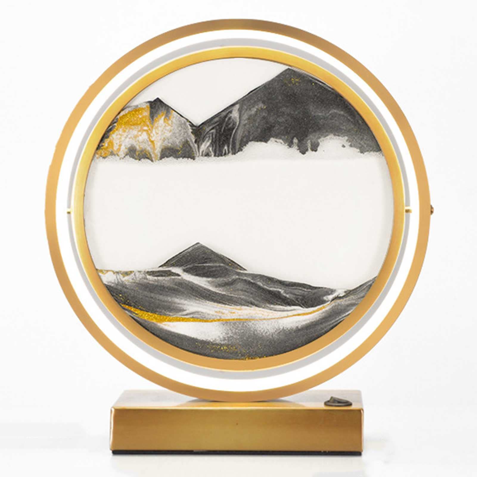 WENCY LED Flowing Sand Art Painting - 3D Deep Sea Sandscape in Motion, Round Glass Frame Desktop Decor for Adults & Kids, Home Office Creative Gift - Perfect for Stress Relief, Meditation & Modern Interior Design