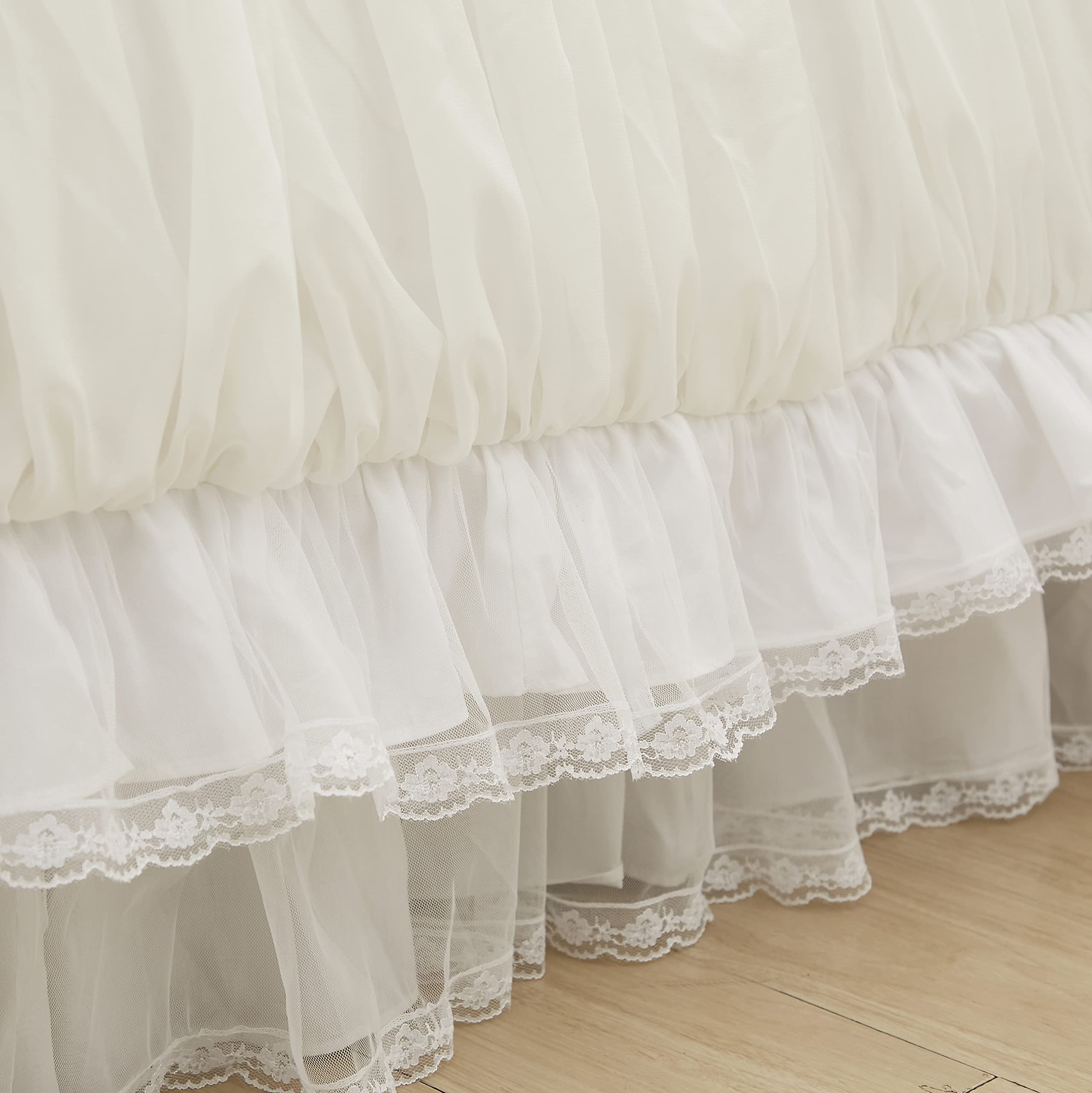 Softta 100% Cotton 600 TC Lace Duvet Cover Set - White Farmhouse Style 4-Piece Bedding with Ruffles (California King) | Boho Chic & Romantic Bedroom Decor for Master Bedroom, Guest Room, or Vacation Home