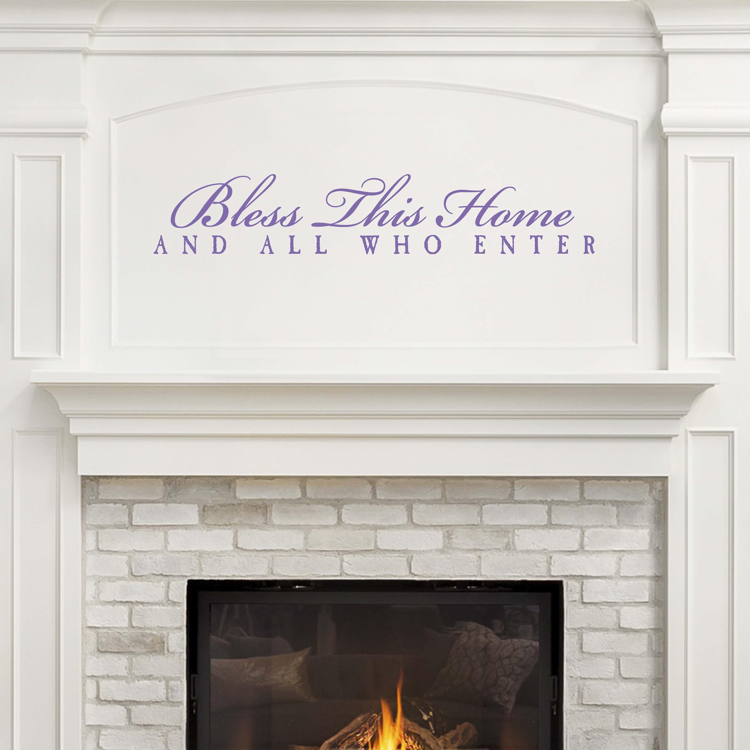 Bless This Home and All Who Enter Wall Decal - Removable Vinyl Wall Sticker for Living Room Decor, Bedroom, Nursery - Violet Home Blessing Quote Art