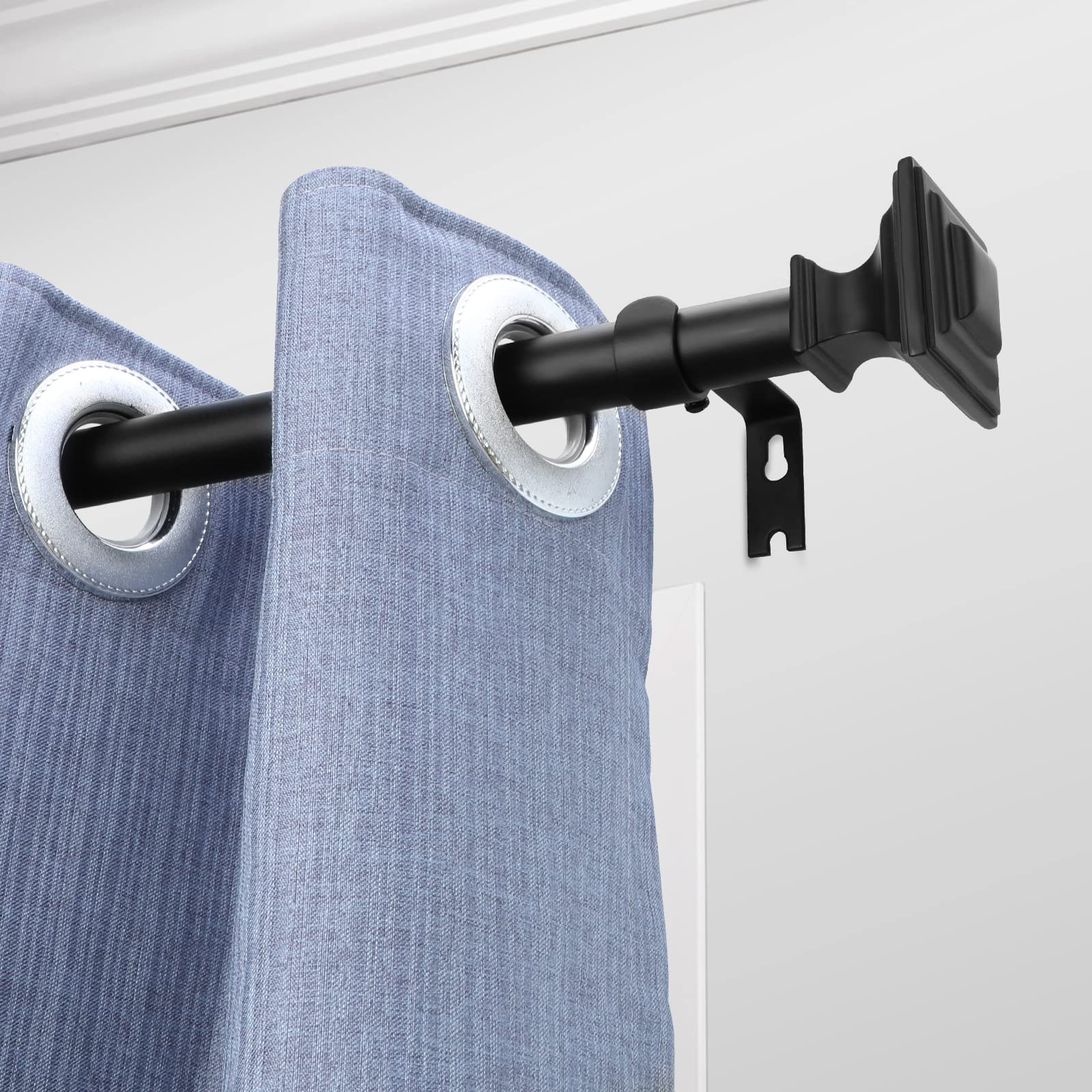 48-84 Inch Black Window Curtain Rods (4-7 Feet) - 3/4