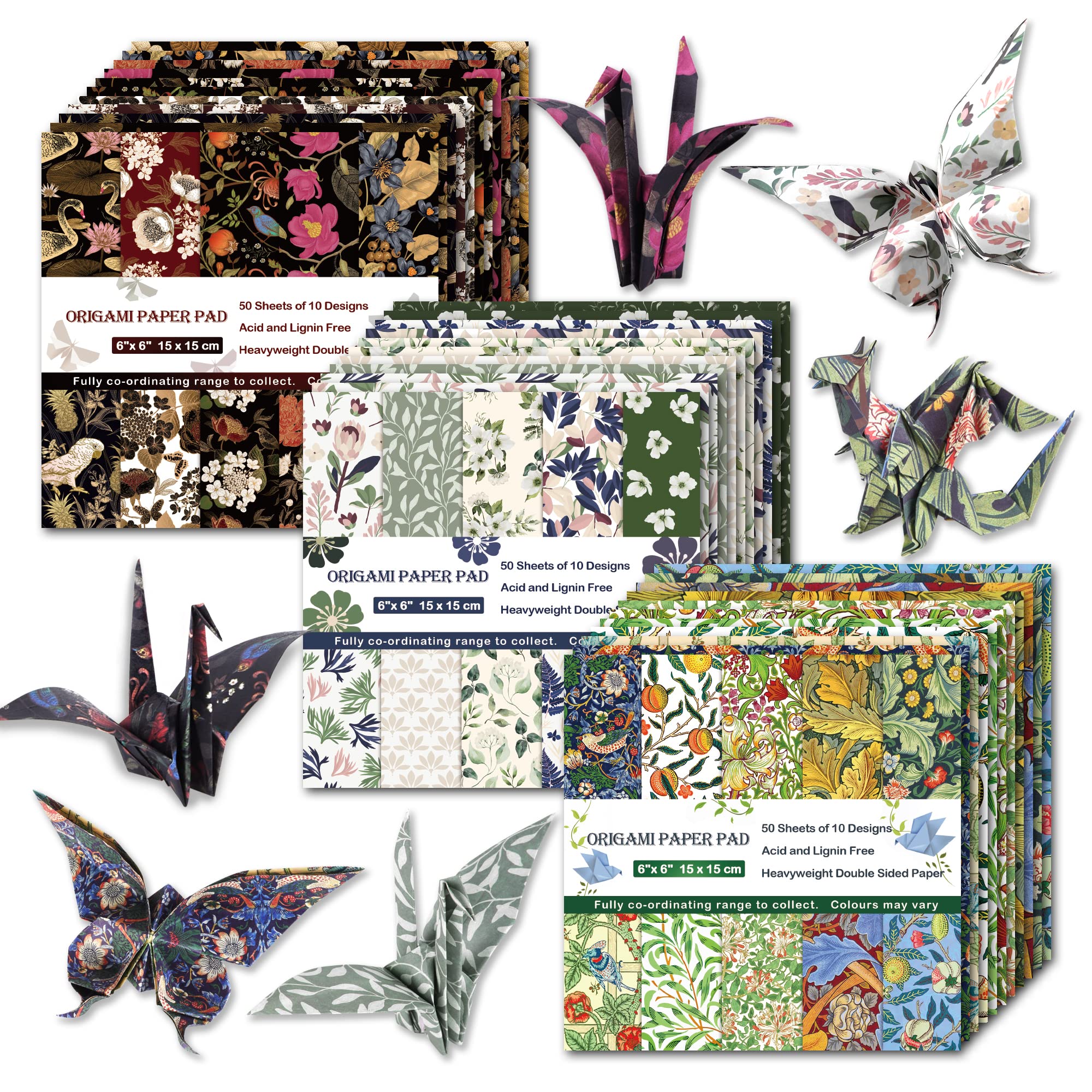 Premium 6x6 Inch Origami Paper - 70GSM, 150 Sheets, 30 Vibrant Double-Sided Designs - Scrapbooking, Card Making, DIY Crafts, Gift Wrapping & Home Decor - High-Quality Japanese Origami Pattern Paper for Artists & Beginners
