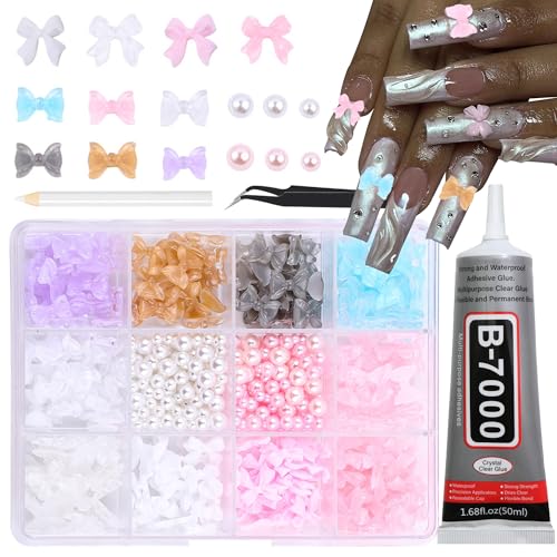 Set 10：6 Color Bowknot Nail Charms