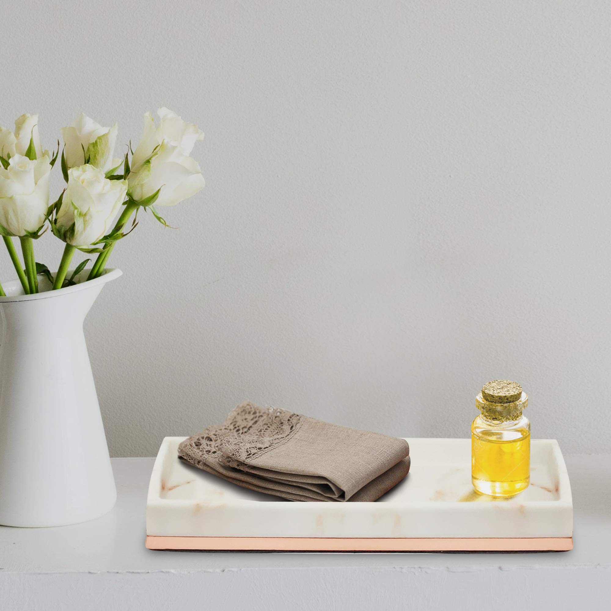 Nu-Steel MST10CH Misty Copper Collection Amenity Tray - Elegant Resin & Metal Bathroom Organizer for Jewelry, Soaps & Essentials | Perfect for Vanity, Dresser & Spa Decor