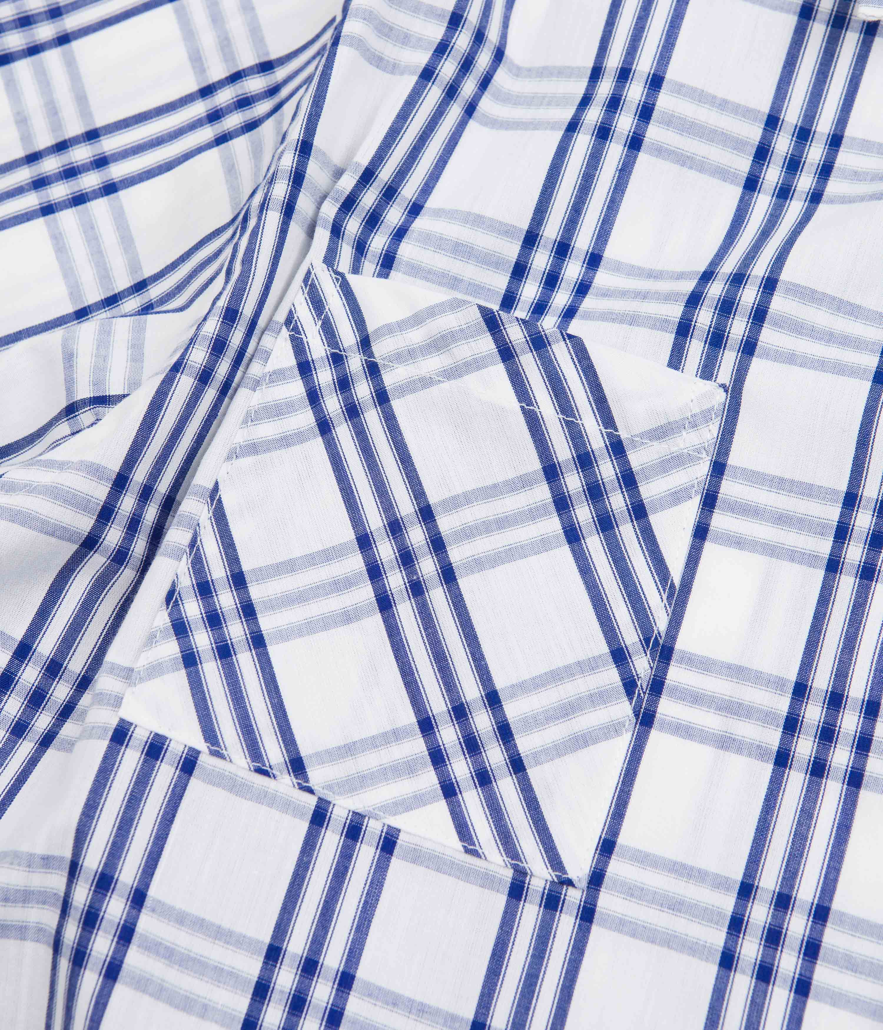 Baglady Bastards Plaid Short Sleeve Shirt for Men - White & Blue Checkered Casual Button Down Shirt | Perfect for Summer Outings, Beach Parties & Casual Fridays
