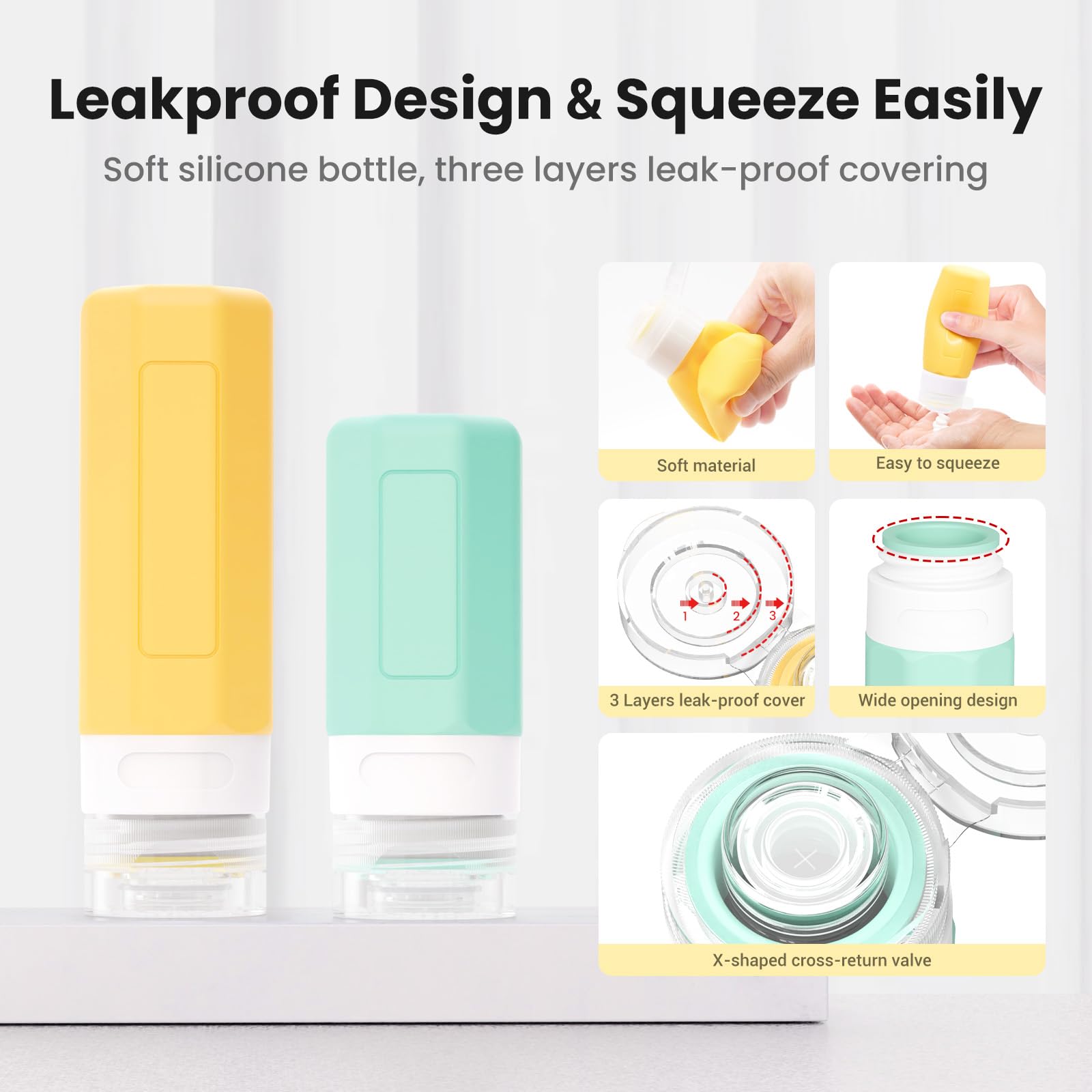 17 Pack TSA Approved Leak Proof Travel Bottles for Toiletries - BPA Free Squeezable Containers for Shampoo, Conditioner, Body Wash & Lotion (Colorful) - Perfect for Air Travel, Gym, Camping & Vacation Essentials