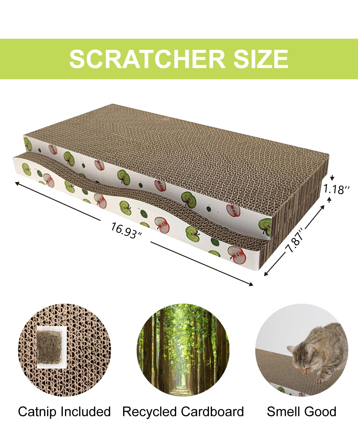 Premium Corrugated Cat Scratching Board for Indoor Cats - Double-Sided Scratch Pad with Catnip & Textured Design (2-Pack) - Perfect for Sofa Protection & Cat Nail Care