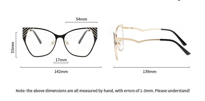 CCspace Women's Full Rim Square Butterfly Alloy Eyeglasses - Stylish Lightweight Metal Frame Glasses for Women, Perfect for Reading, Working & Fashion Accessories