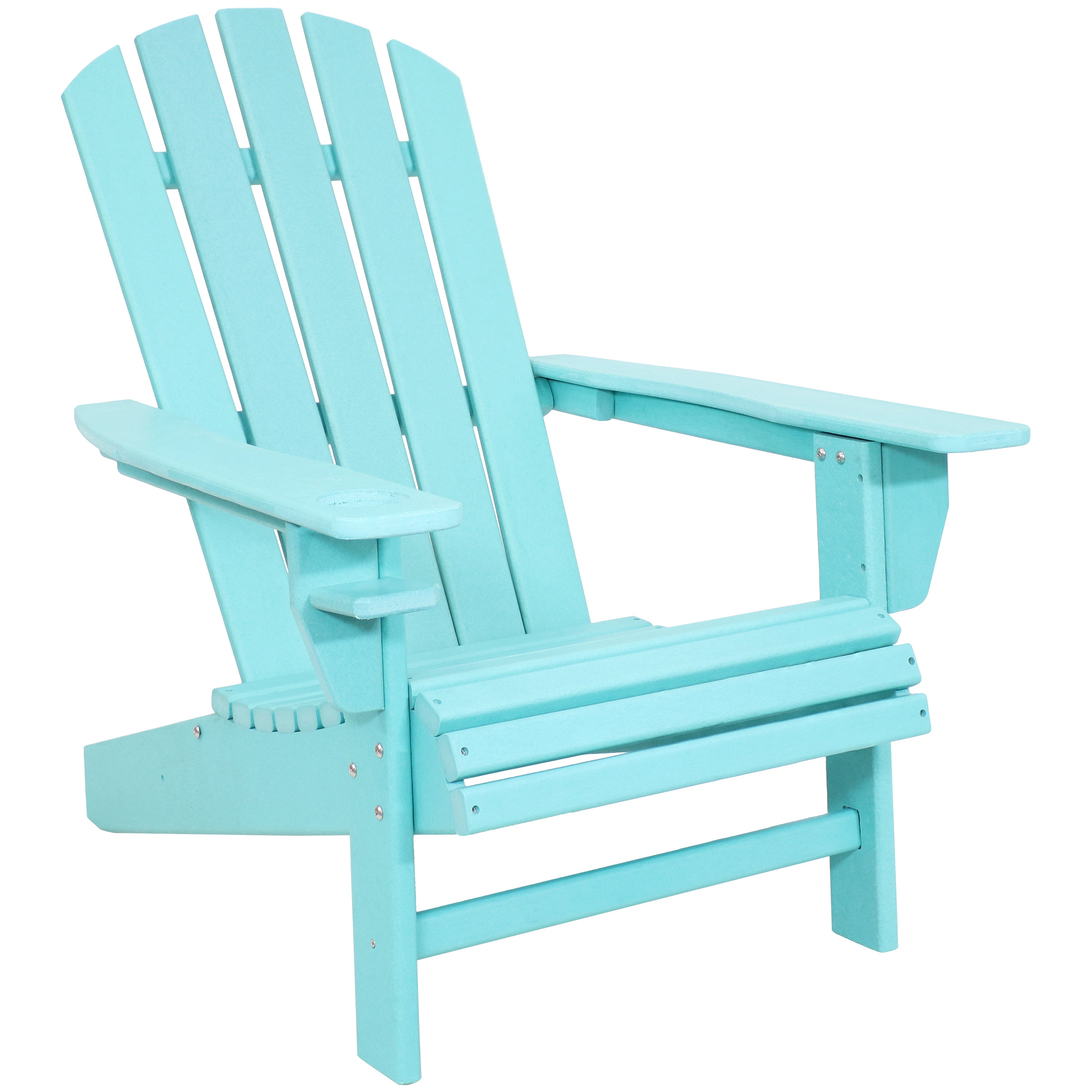 Premium Sunnydaze All-Weather Outdoor Adirondack Chairs with Cup Holders - Set of 2 Patio Chairs for Backyard, Garden, Poolside & Deck Relaxation