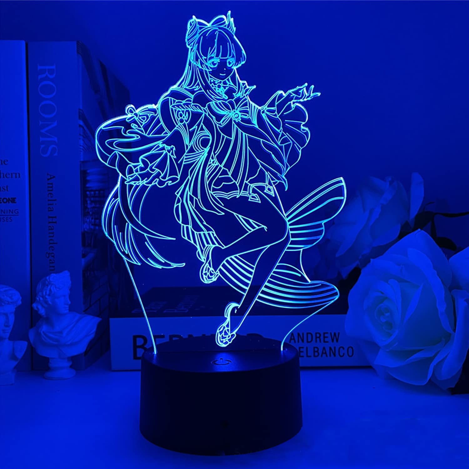 Sangonomiya Kokomi 3D LED Night Light - Anime Game Character Table Lamp with 16 Color Changing Remote Control, Perfect for Bedroom Decor & Genshin Impact Fans Gift (6638) - Ideal for Gaming Rooms, Themed Parties & Relaxing Nighttime Ambiance