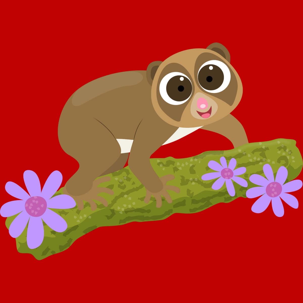 Design By Humans Men's Cute Happy Slow Loris on Branch Cartoon Tank Top - Funny Animal Graphic Tee for Casual Wear & Gifts