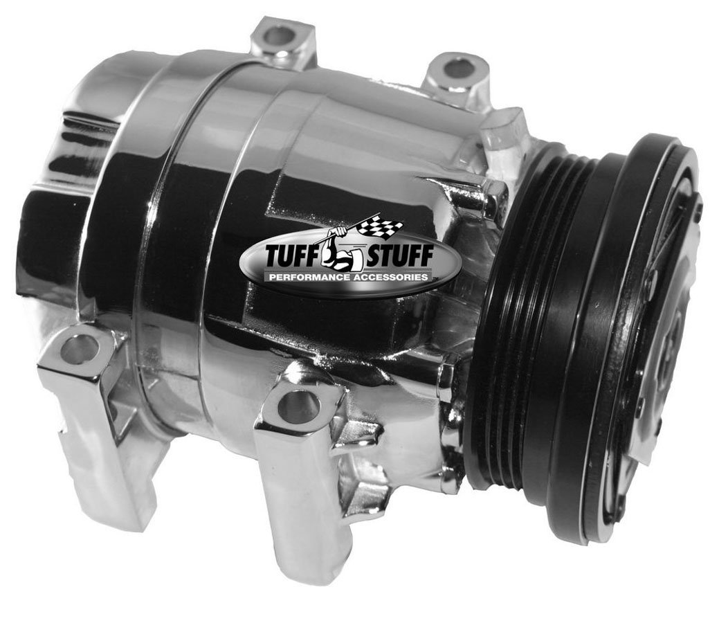 Tuff Stuff 4510NA Chrome A/C Compressor - High Performance Air Conditioning Compressor for Cars & Trucks - Perfect for AC System Replacement & Repair in Hot Climates