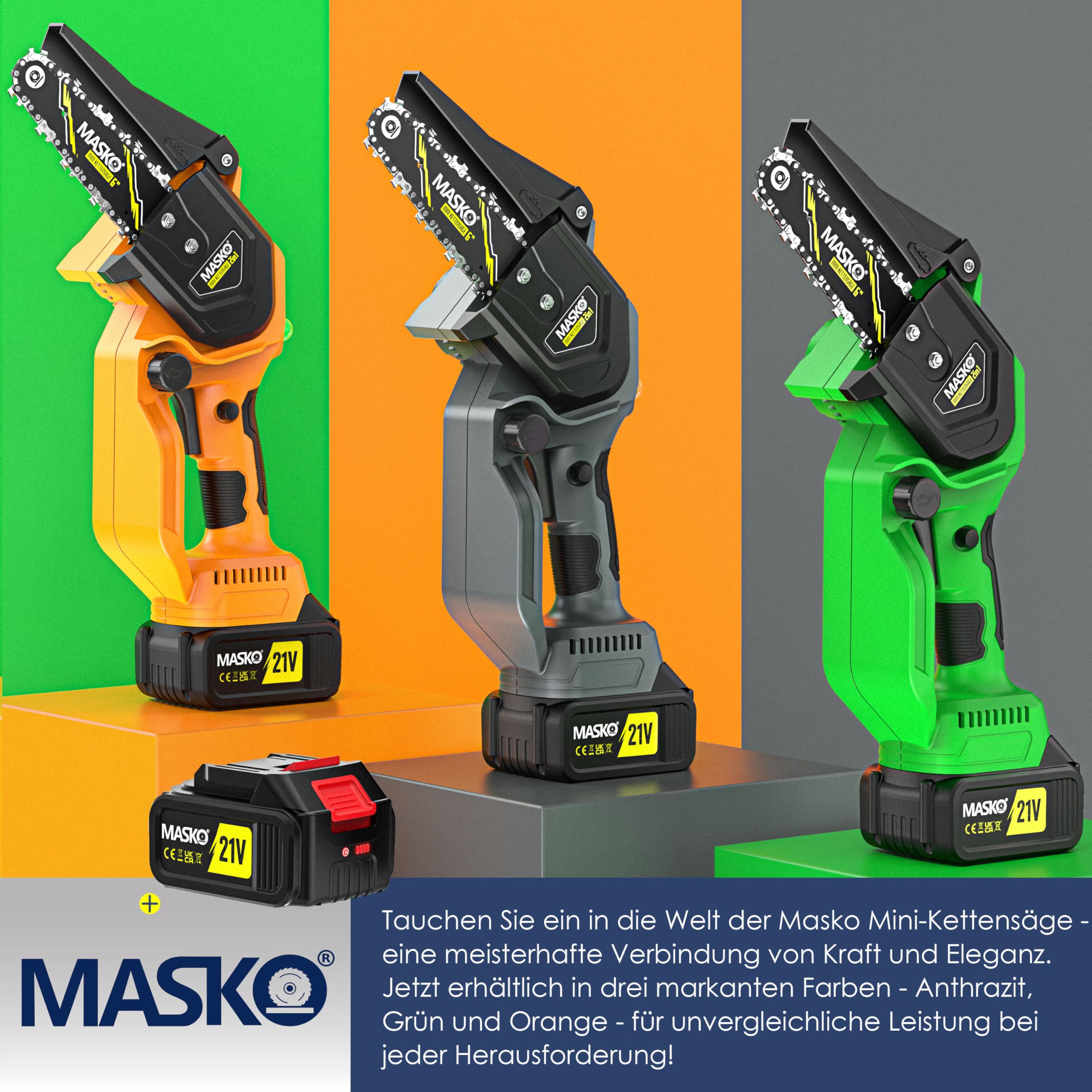 MASKO® 6-Inch Mini Chainsaw with 8000mAh Battery - 800W Electric Hand Chainsaw with 2×4000mAh Batteries & Automatic Oil System for Wood Cutting, Garden Shears, Loppers & Tree Trimming | Perfect for DIY Projects, Yard Work & Home Improvement