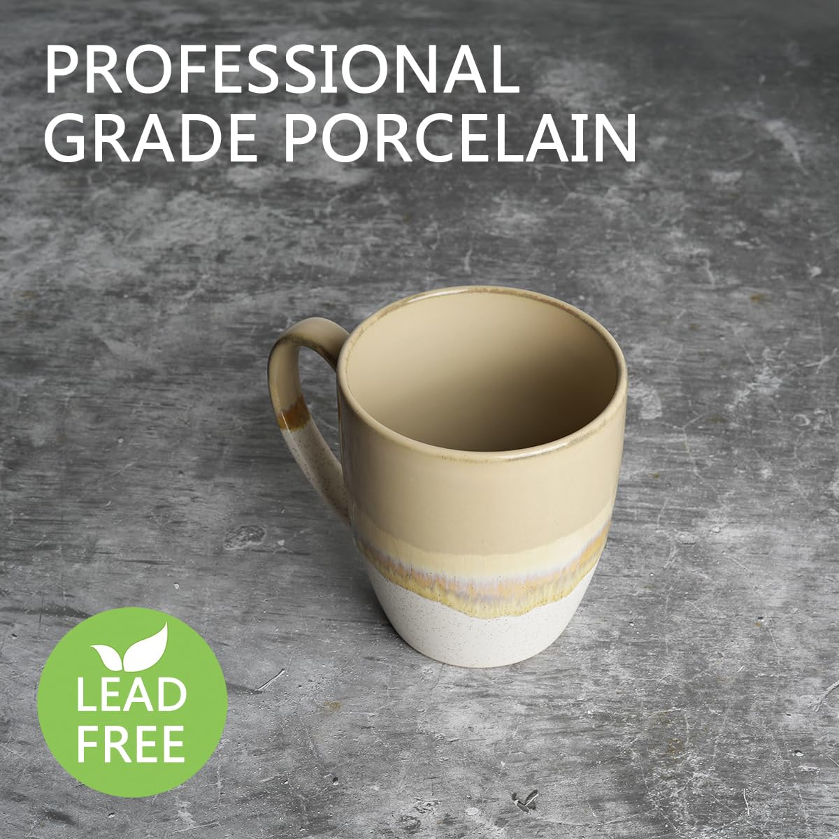 Bosmarlin 17 Oz Ceramic Coffee Mug Set of 4 - Large Handle, Microwave & Dishwasher Safe, Unique Reactive Glaze - Perfect for Home, Office, or Gift Giving